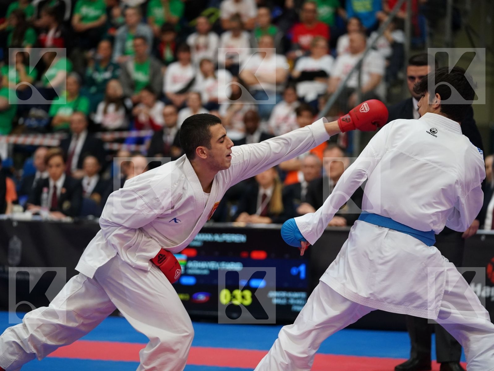 YAMAN ALPEREN (TURKEY) vs AGHAYEV FARID (AZERBAIJAN) in Junior Kumite Male -76 Kg - Final bout
