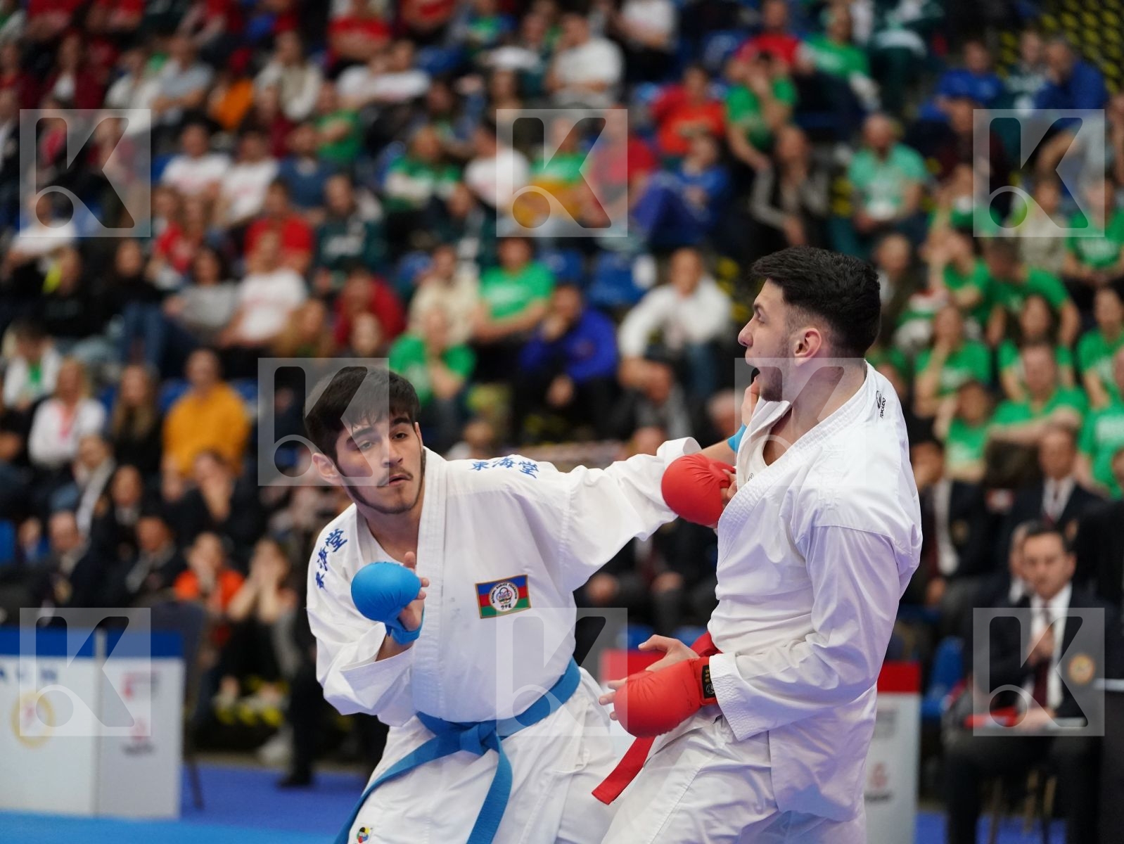 TANAS FLORENTIN (ROMANIA) vs OSMANLI OSMAN (AZERBAIJAN) in Junior Kumite Male 76+ Kg - Final bout
