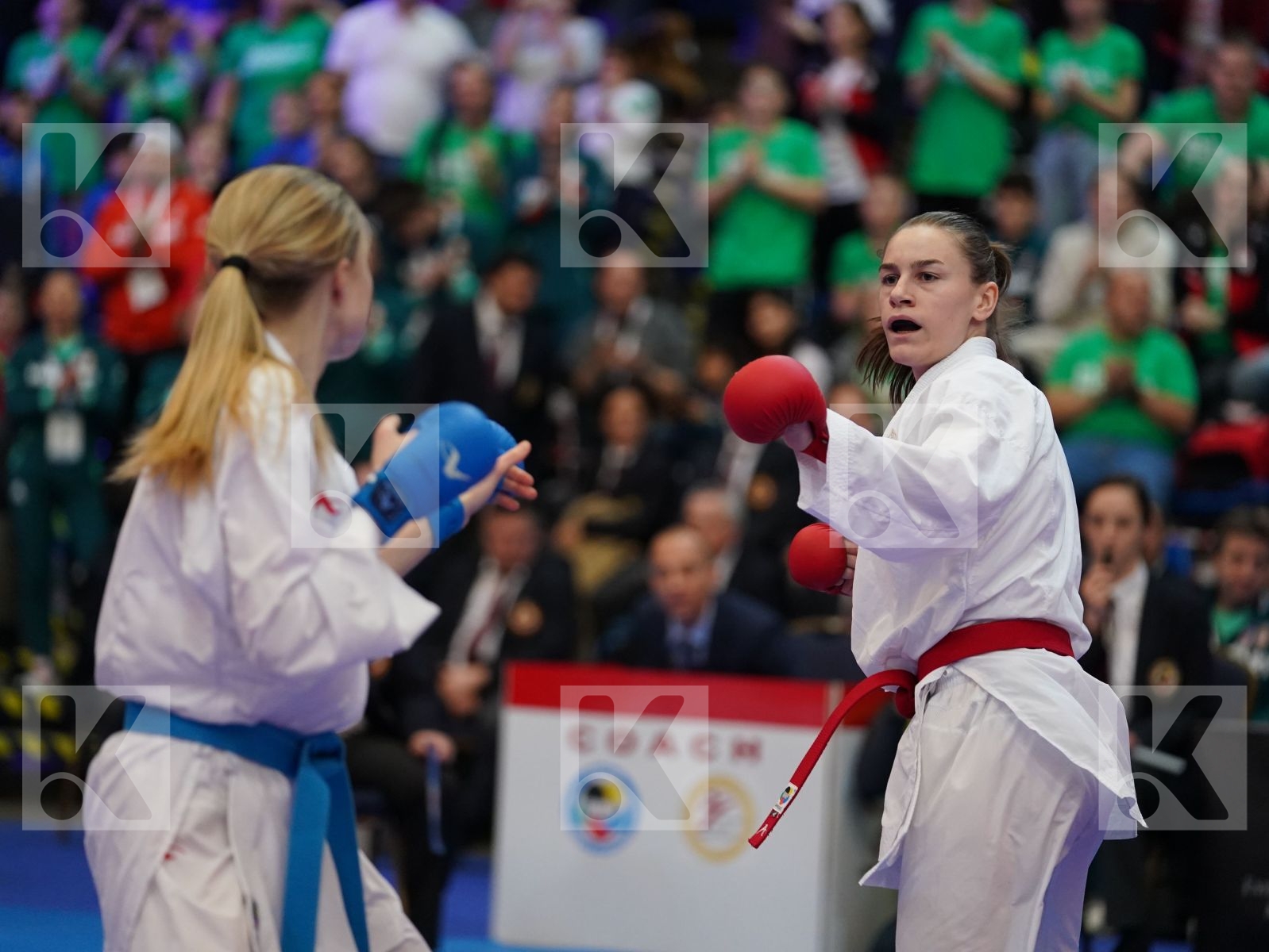 BARANYI ZSOFIA (HUNGARY) vs CHERNYSHEVA ANNA (RUSSIAN FEDERATION) in Under 21 Kumite Female -55 Kg - Final bout