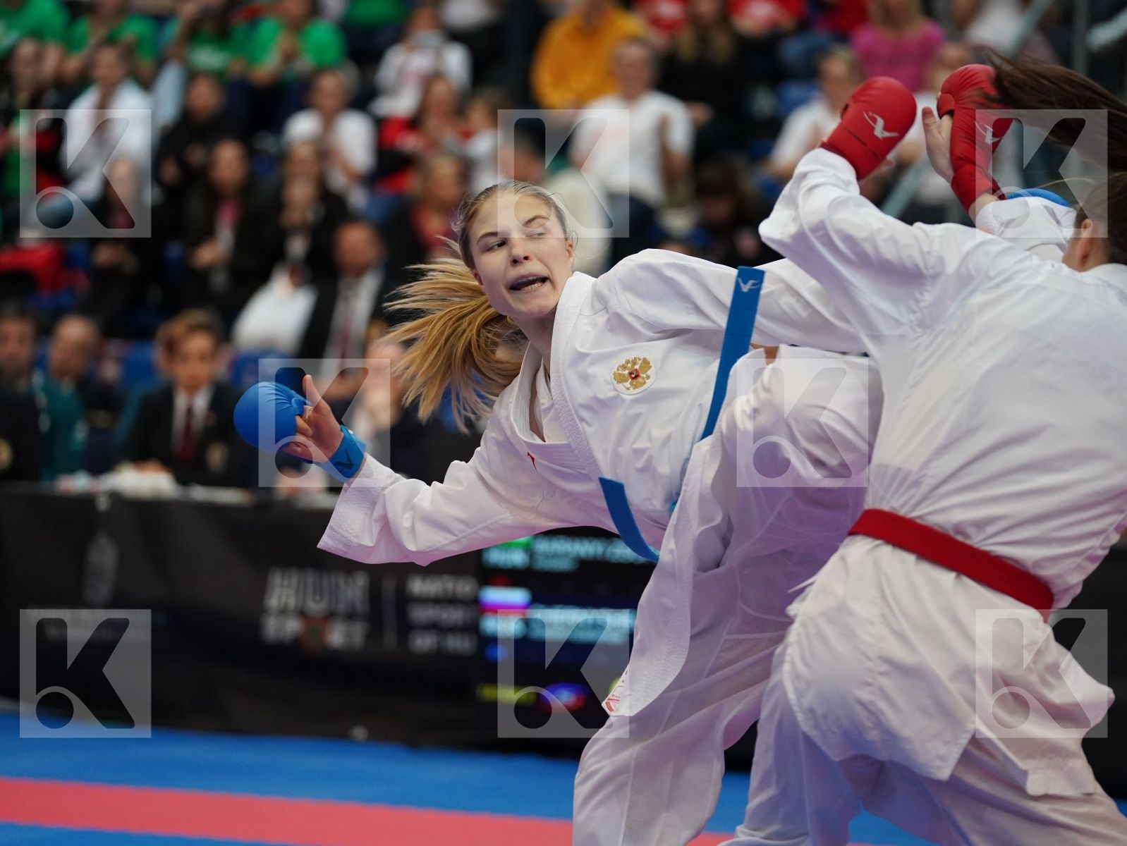 BARANYI ZSOFIA (HUNGARY) vs CHERNYSHEVA ANNA (RUSSIAN FEDERATION) in Under 21 Kumite Female -55 Kg - Final bout