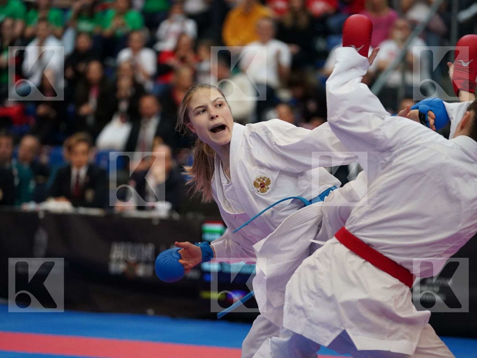 BARANYI ZSOFIA (HUNGARY) vs CHERNYSHEVA ANNA (RUSSIAN FEDERATION) in Under 21 Kumite Female -55 Kg - Final bout
