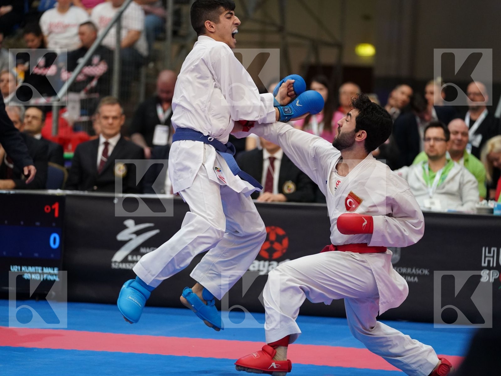 ATES OMER FARUK (TURKEY) vs XENOS CHRISTOS-STEFANOS (GREECE) in Under 21 Kumite Male -60 Kg - Final bout