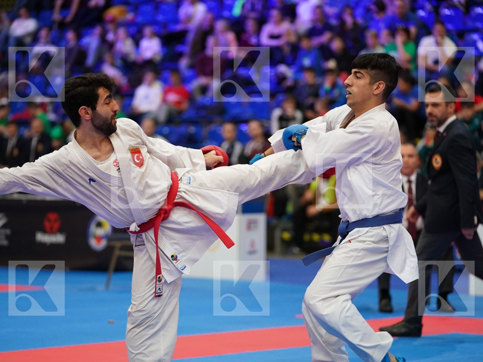 ATES OMER FARUK (TURKEY) vs XENOS CHRISTOS-STEFANOS (GREECE) in Under 21 Kumite Male -60 Kg - Final bout