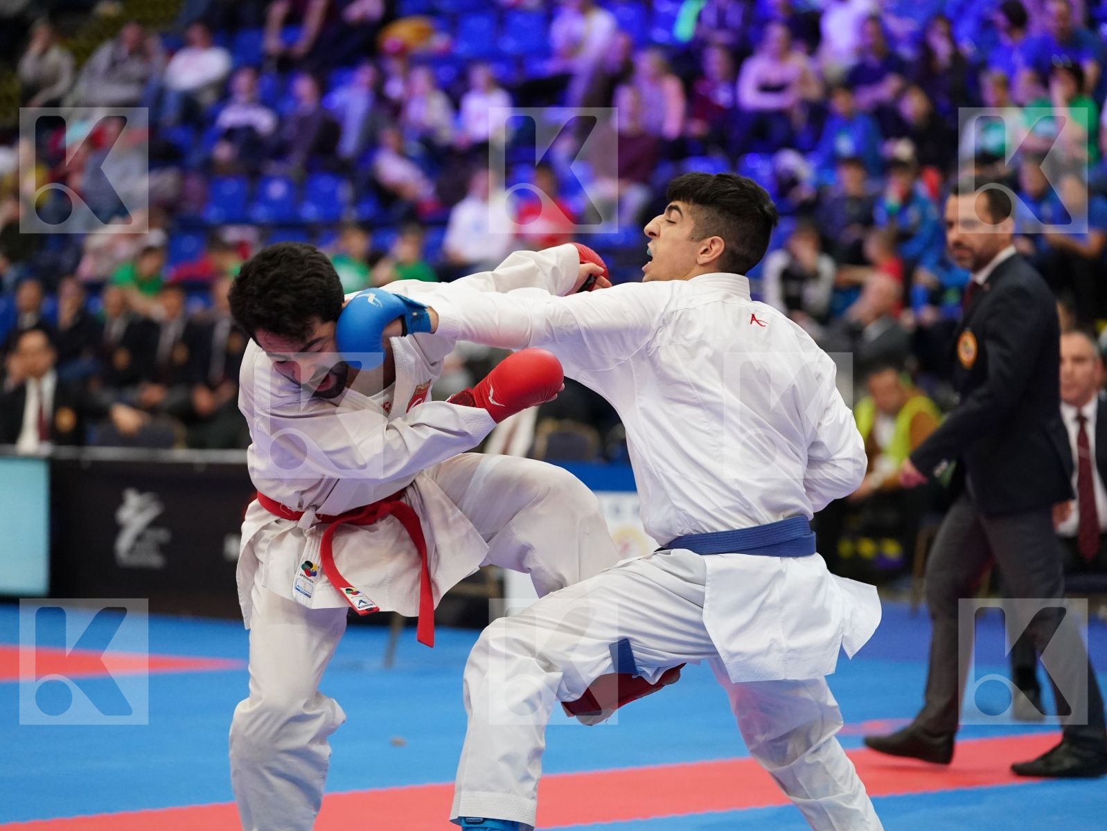 ATES OMER FARUK (TURKEY) vs XENOS CHRISTOS-STEFANOS (GREECE) in Under 21 Kumite Male -60 Kg - Final bout