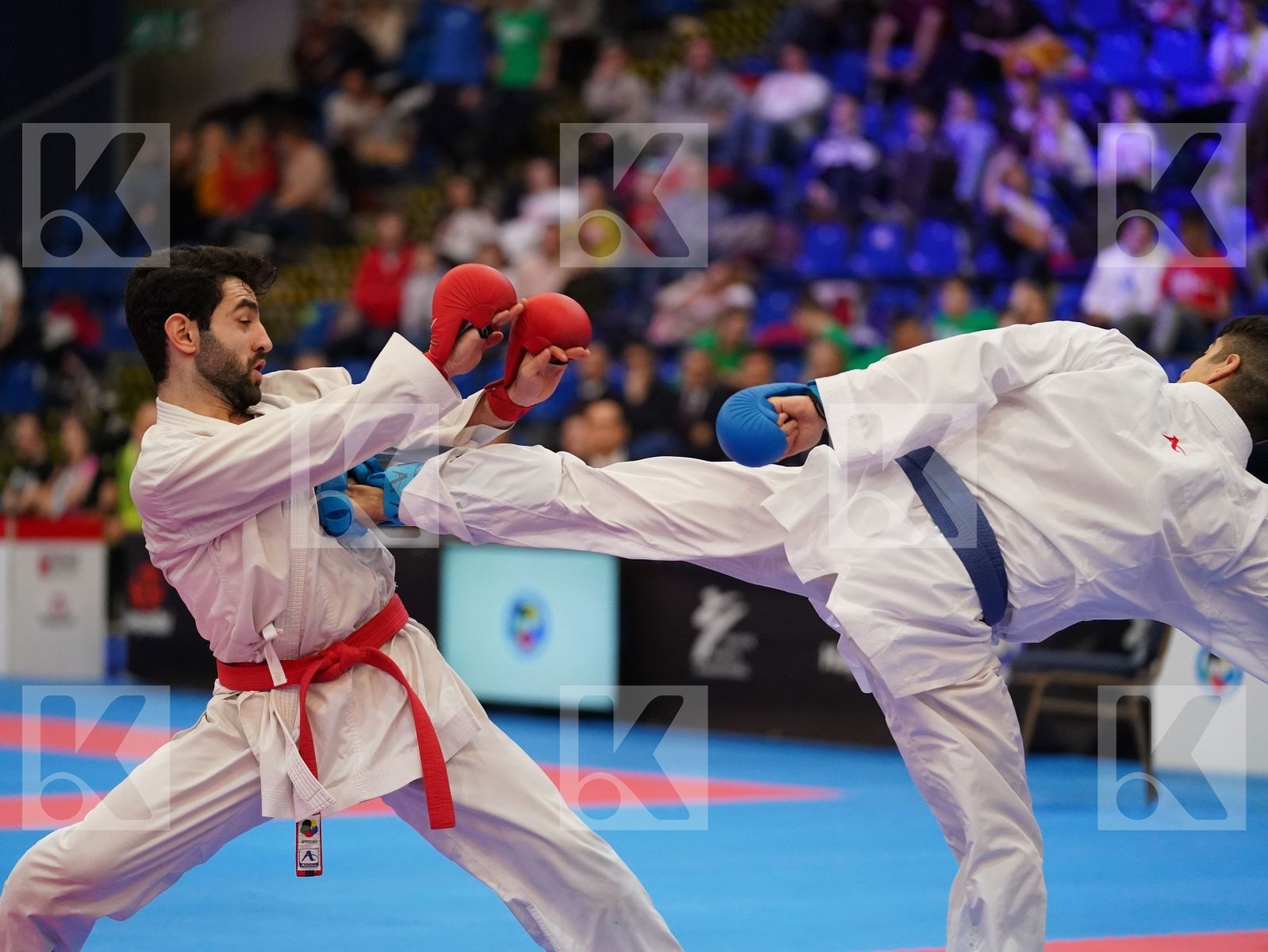 ATES OMER FARUK (TURKEY) vs XENOS CHRISTOS-STEFANOS (GREECE) in Under 21 Kumite Male -60 Kg - Final bout