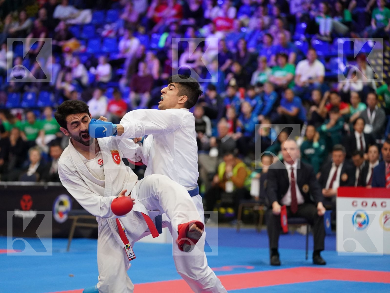 ATES OMER FARUK (TURKEY) vs XENOS CHRISTOS-STEFANOS (GREECE) in Under 21 Kumite Male -60 Kg - Final bout