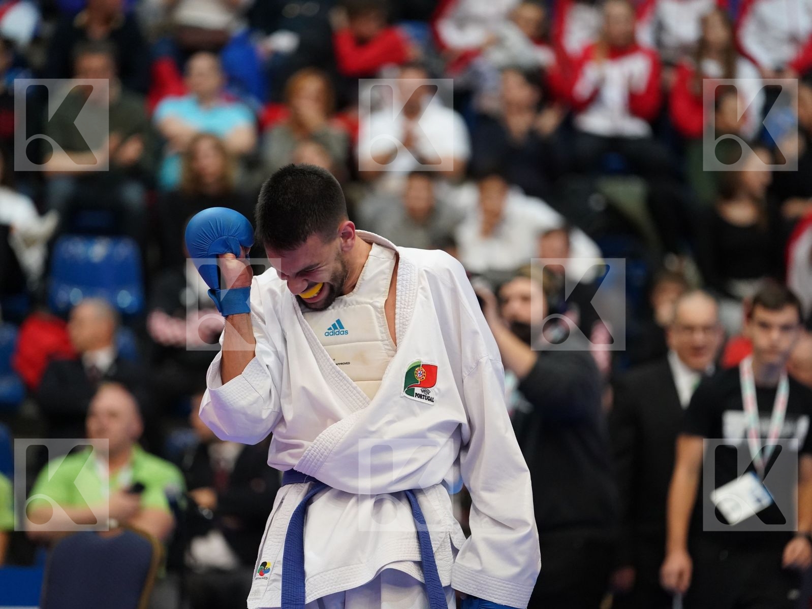 NIELSEN CHRISTOFFER (DENMARK) vs ALMEIDA TIAGO (PORTUGAL) in Under 21 Kumite Male -75 Kg - Final bout