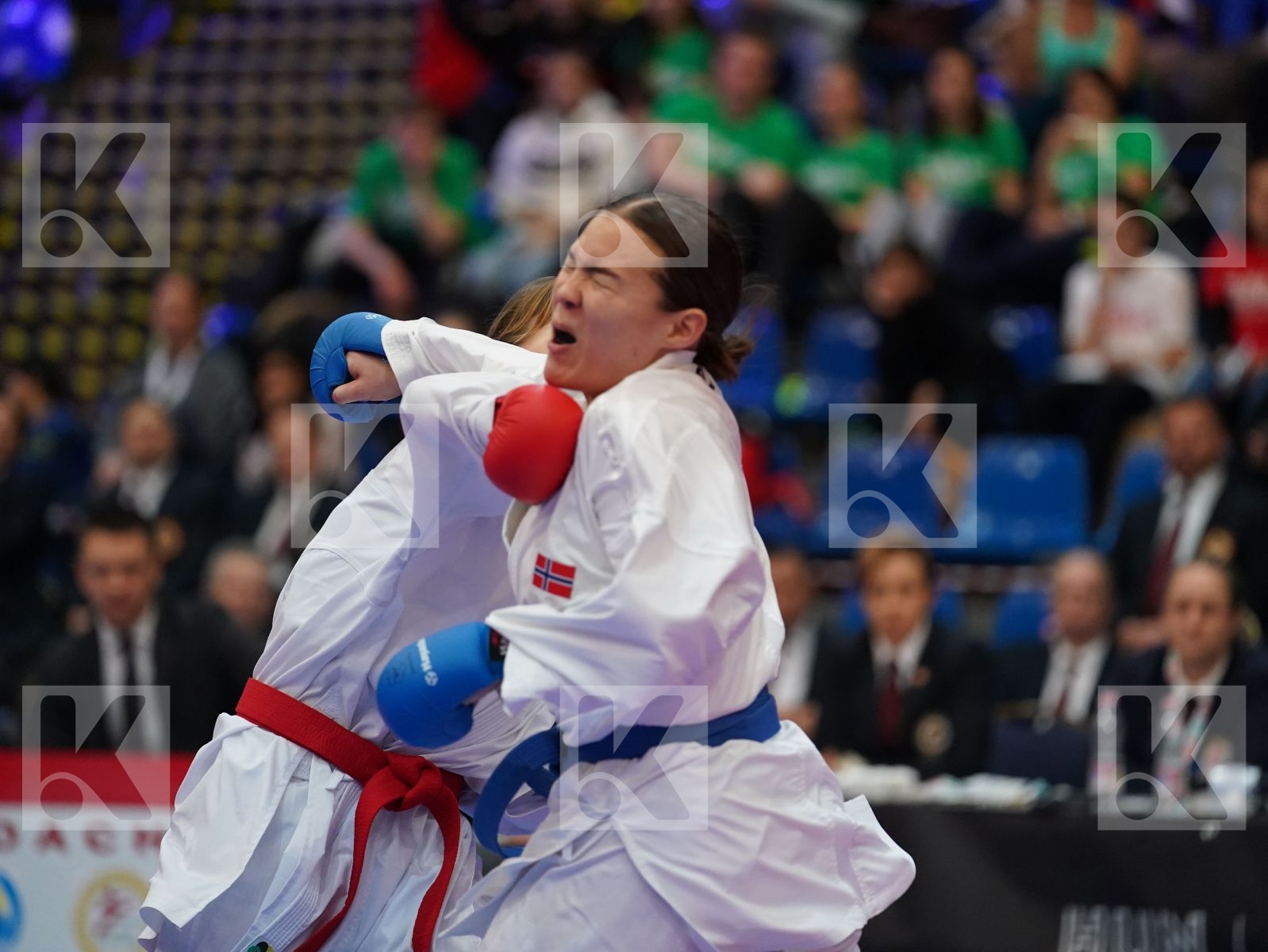 ISAEVA VICTORIA (RUSSIAN FEDERATION) vs SAELID ANNIKA (NORWAY) in Under 21 Kumite Female -68 Kg - Final bout