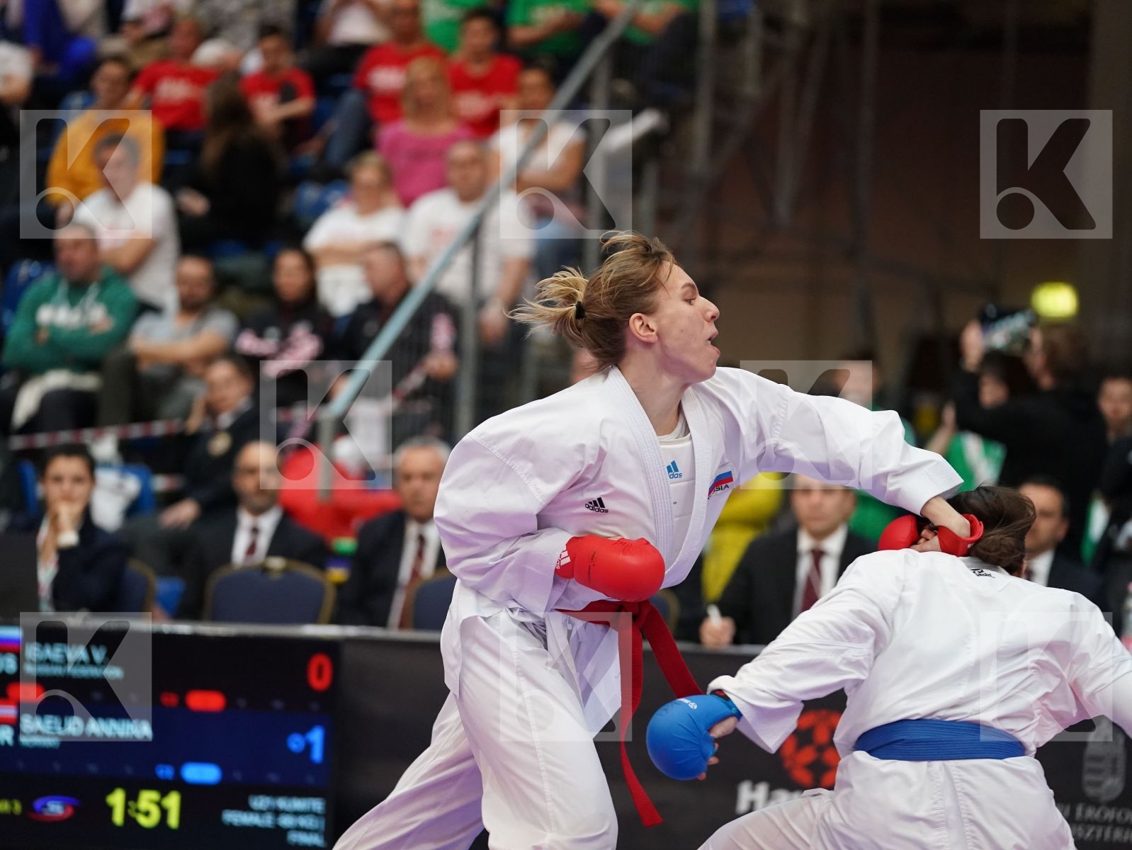 ISAEVA VICTORIA (RUSSIAN FEDERATION) vs SAELID ANNIKA (NORWAY) in Under 21 Kumite Female -68 Kg - Final bout