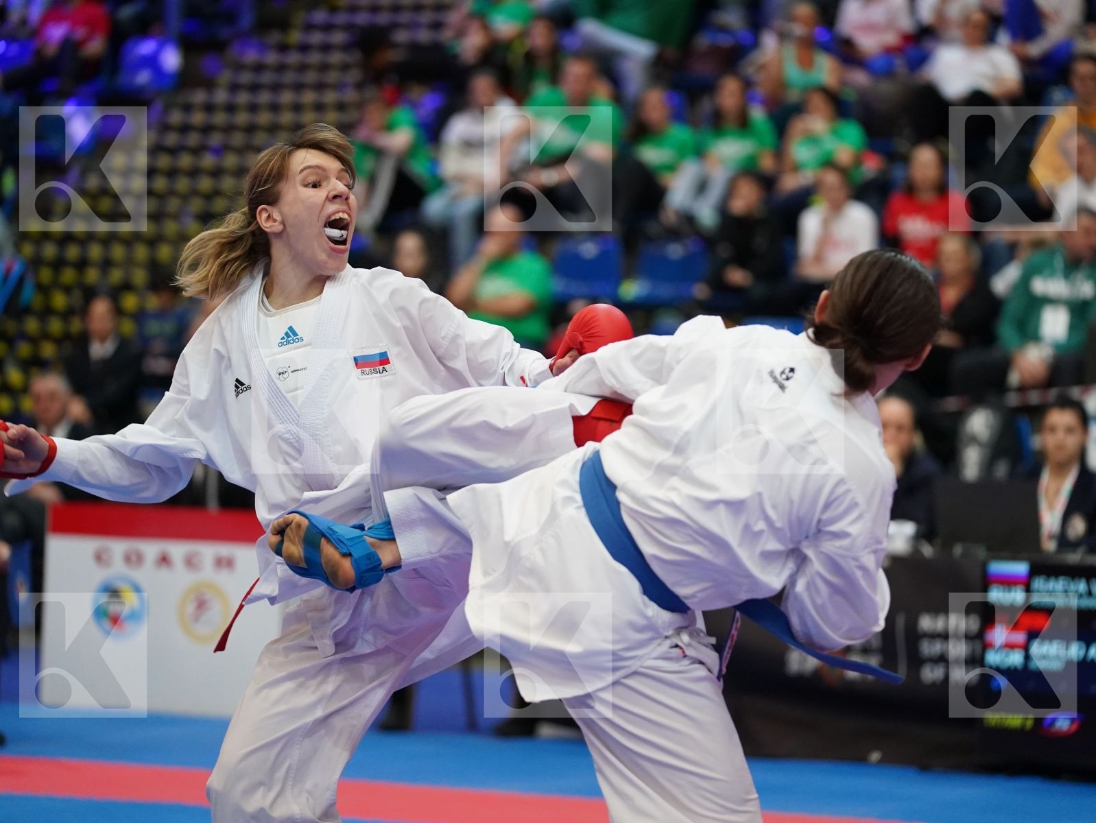 ISAEVA VICTORIA (RUSSIAN FEDERATION) vs SAELID ANNIKA (NORWAY) in Under 21 Kumite Female -68 Kg - Final bout