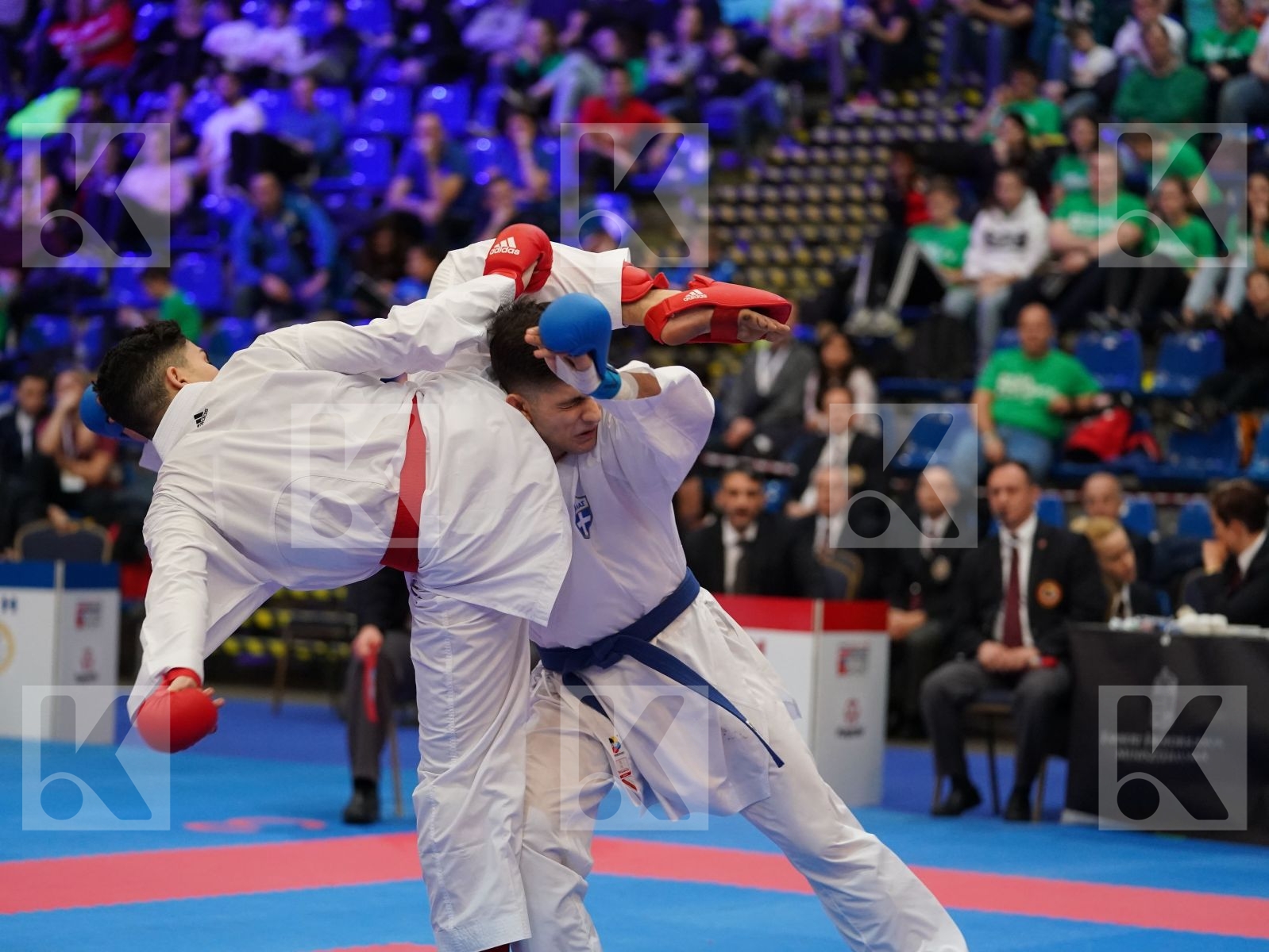 ABDESSELEM RAYBAK (FRANCE) vs MASTROGIANNIS KONSTANTINOS (GREECE) in Under 21 Kumite Male -84 Kg - Final bout