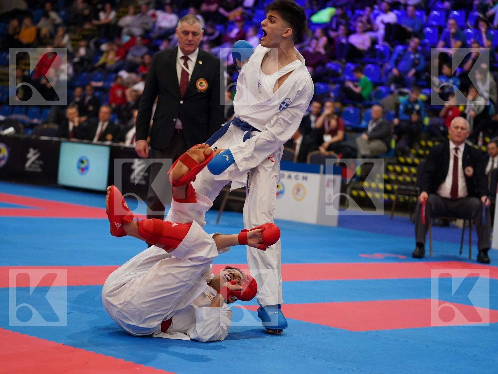 ABDESSELEM RAYBAK (FRANCE) vs MASTROGIANNIS KONSTANTINOS (GREECE) in Under 21 Kumite Male -84 Kg - Final bout