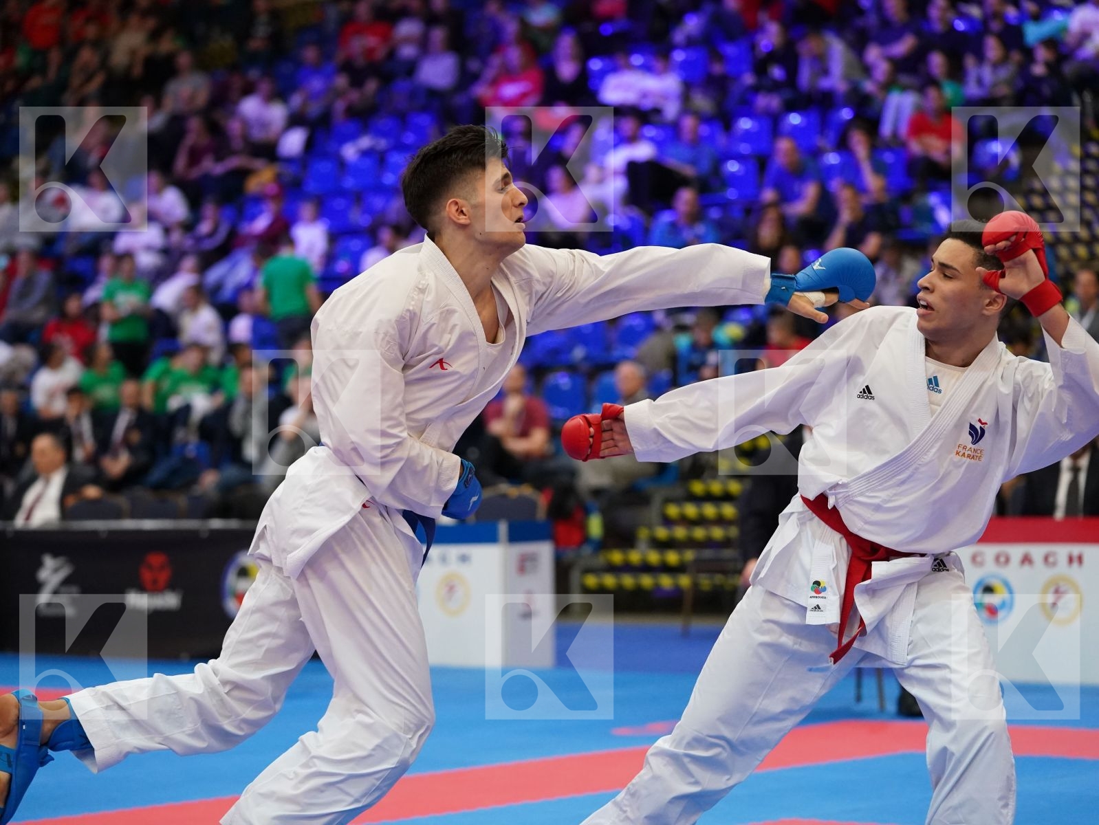 ABDESSELEM RAYBAK (FRANCE) vs MASTROGIANNIS KONSTANTINOS (GREECE) in Under 21 Kumite Male -84 Kg - Final bout