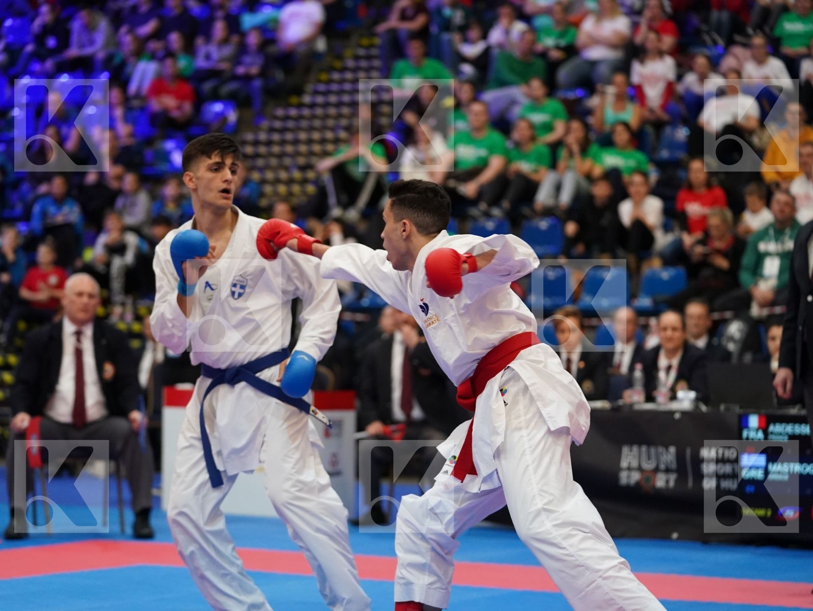 ABDESSELEM RAYBAK (FRANCE) vs MASTROGIANNIS KONSTANTINOS (GREECE) in Under 21 Kumite Male -84 Kg - Final bout
