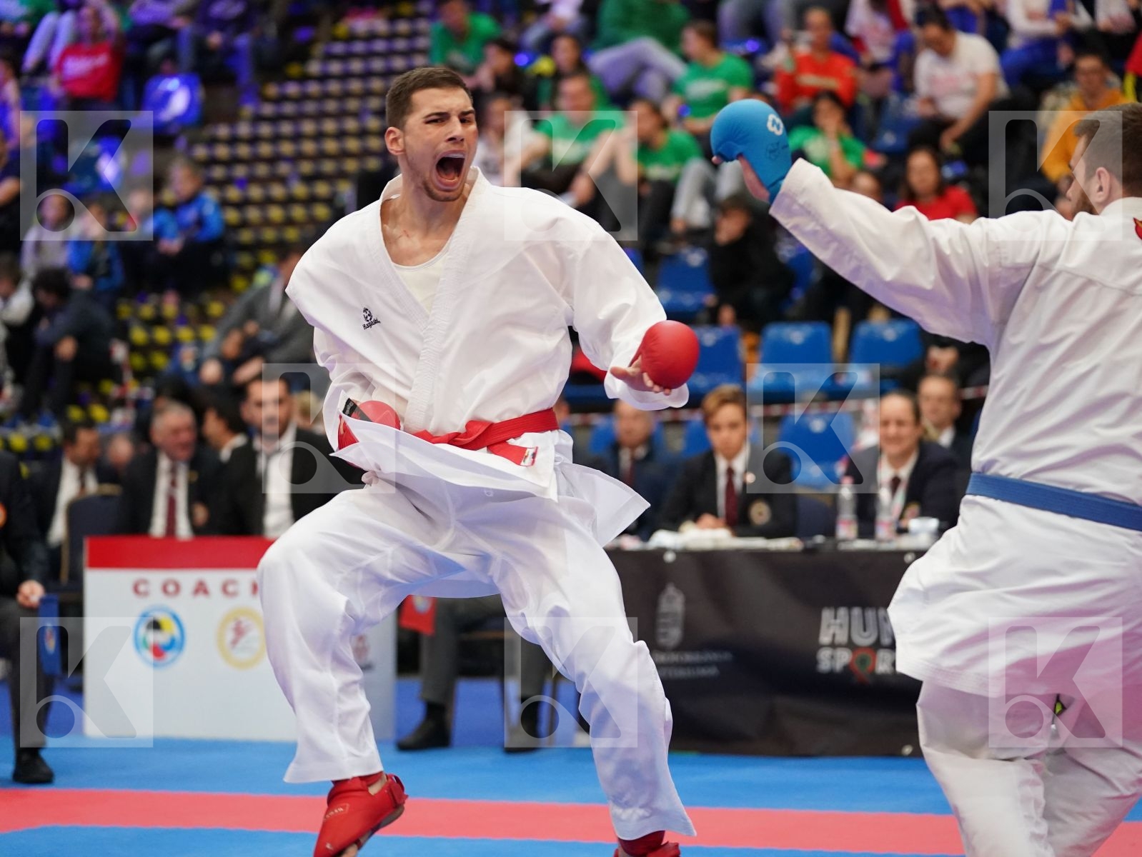 SMOLOVIC PREDRAG (MONTENEGRO) vs LAHUNOV IHOR (UKRAINE) in Under 21 Kumite Male 84+ Kg - Final bout