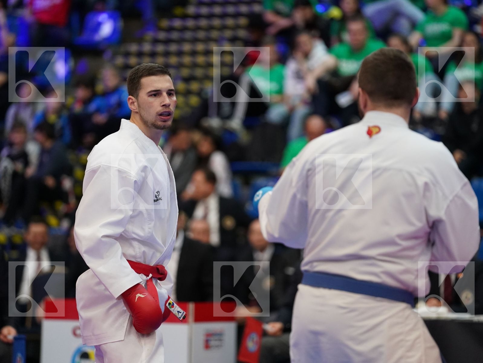 SMOLOVIC PREDRAG (MONTENEGRO) vs LAHUNOV IHOR (UKRAINE) in Under 21 Kumite Male 84+ Kg - Final bout
