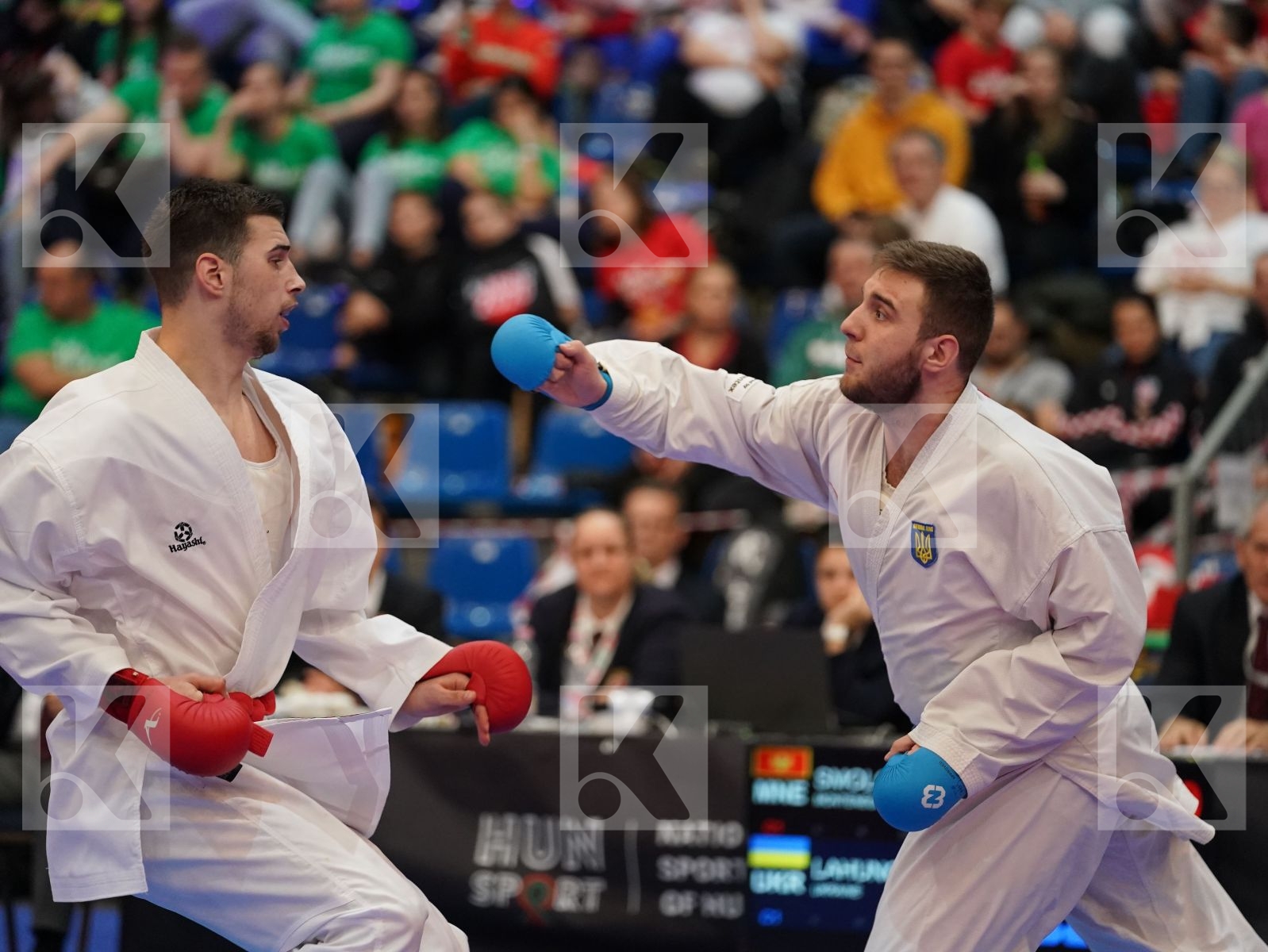 SMOLOVIC PREDRAG (MONTENEGRO) vs LAHUNOV IHOR (UKRAINE) in Under 21 Kumite Male 84+ Kg - Final bout