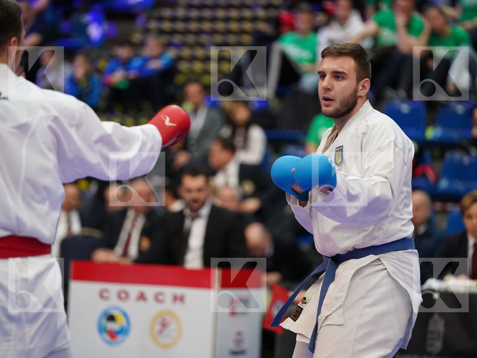SMOLOVIC PREDRAG (MONTENEGRO) vs LAHUNOV IHOR (UKRAINE) in Under 21 Kumite Male 84+ Kg - Final bout