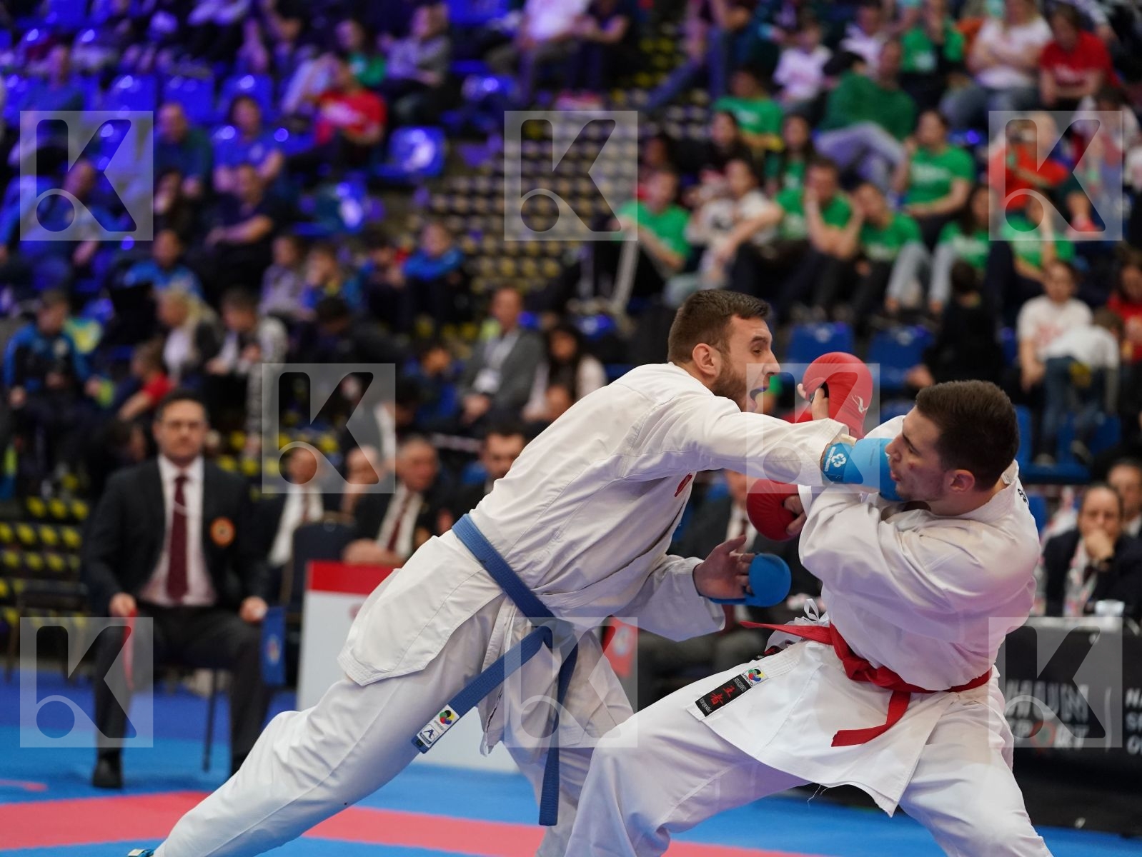 SMOLOVIC PREDRAG (MONTENEGRO) vs LAHUNOV IHOR (UKRAINE) in Under 21 Kumite Male 84+ Kg - Final bout