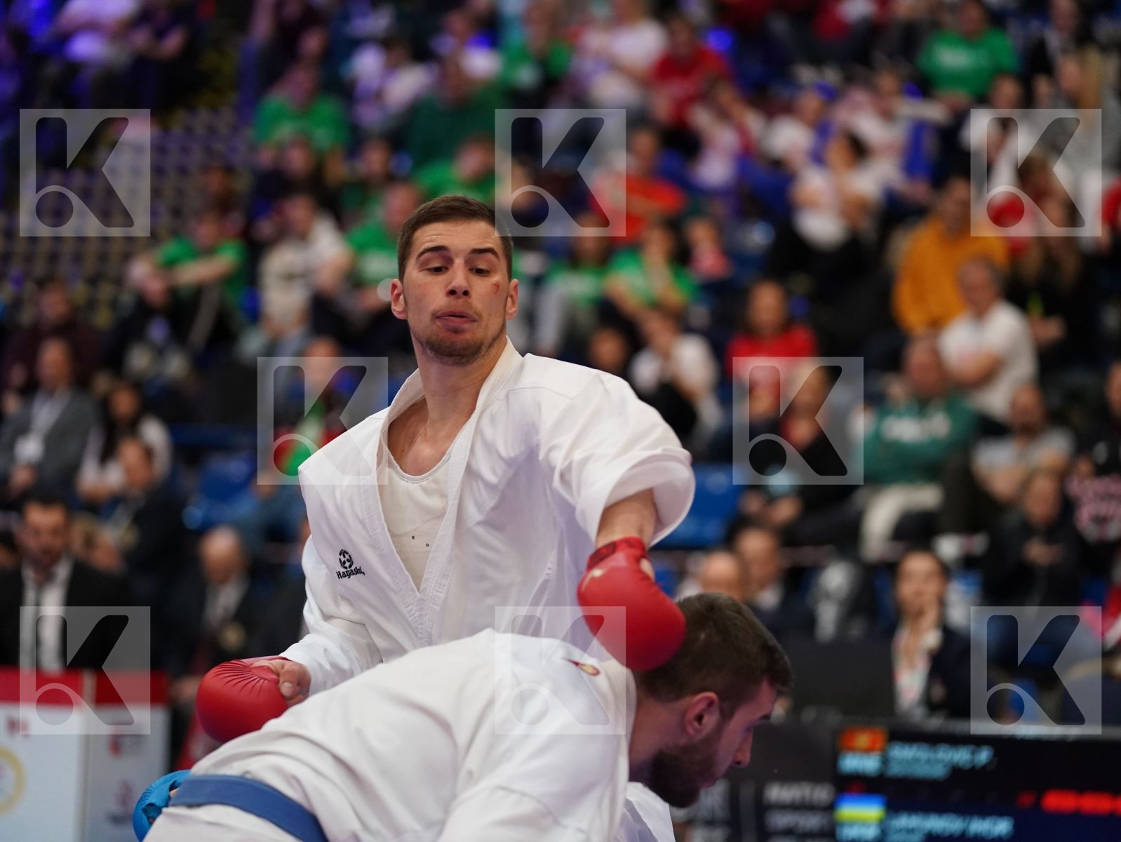 SMOLOVIC PREDRAG (MONTENEGRO) vs LAHUNOV IHOR (UKRAINE) in Under 21 Kumite Male 84+ Kg - Final bout