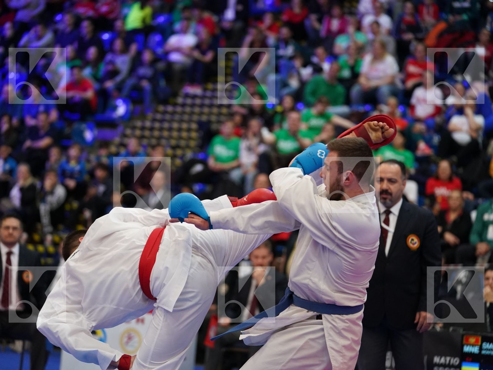 SMOLOVIC PREDRAG (MONTENEGRO) vs LAHUNOV IHOR (UKRAINE) in Under 21 Kumite Male 84+ Kg - Final bout