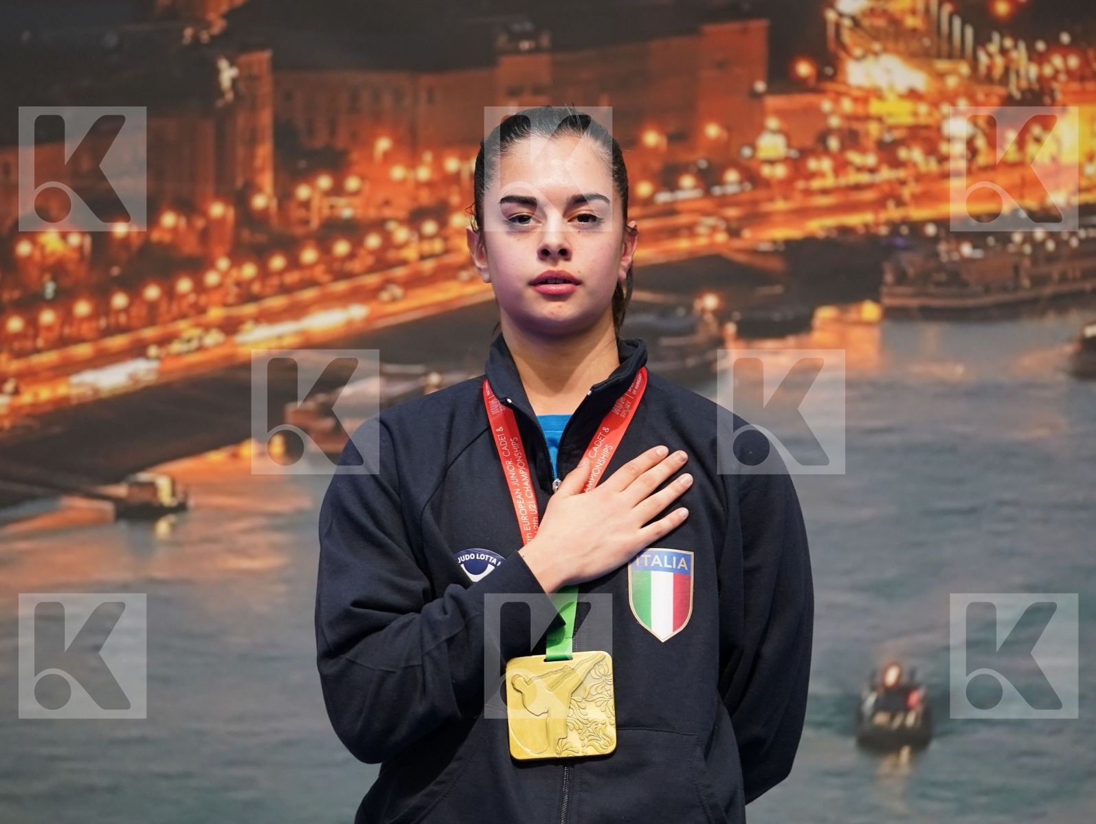 INZOLI SONIA (ITALY), PEREZ ALVEZ AZAHARA (SPAIN), SIEBERT RITA (GERMANY), TUREMEN DAMLA SU (TURKEY) in Cadet Kata Female - Podium ceremony