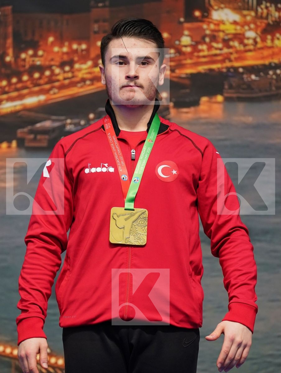 OZDEMIR ENES (TURKEY), STELCL ADAM (SLOVAKIA), BRANTOV DANILA (RUSSIAN FEDERATION), GARCIA CUADRADO OSCAR (SPAIN) in Junior Kata Male - Podium ceremony