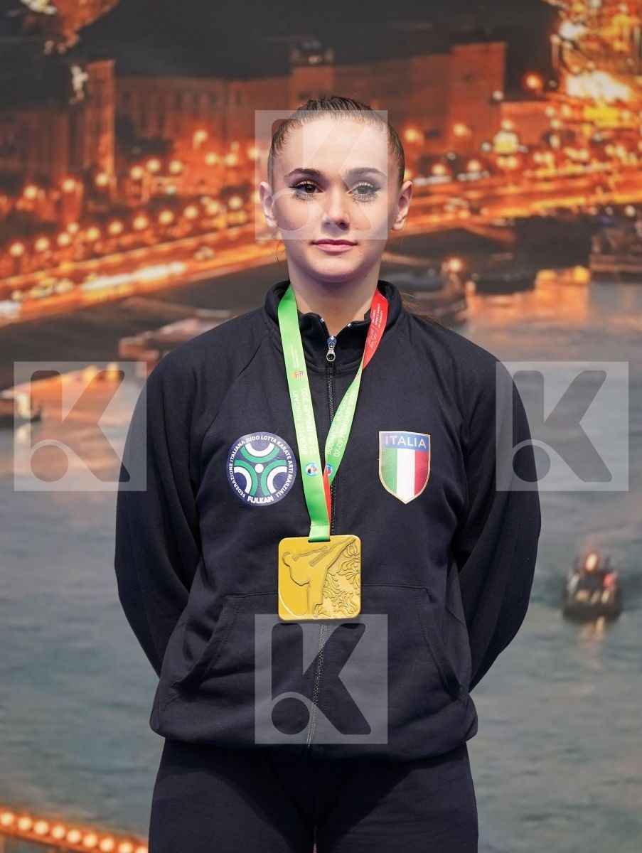 GALASSI MATILDE (ITALY), MOYSIDOU ANTONIA (GREECE), NOVO YOUNMI (BELGIUM), KISS ZSOFIA (HUNGARY) in Junior Kata Female - Podium ceremony