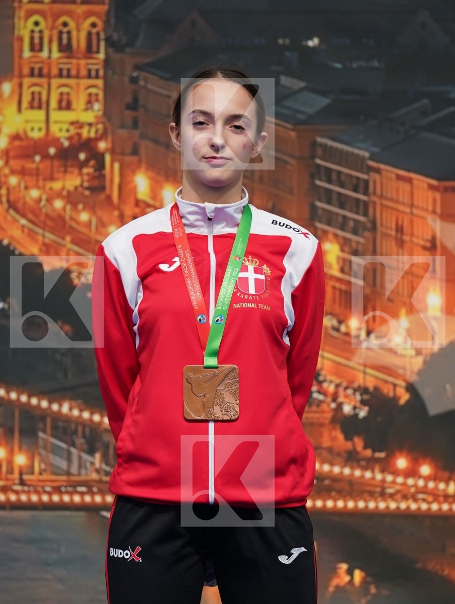 RAMANIUK VOLHA (BELARUS), COMAN MARIA CRISTINA (ROMANIA), LAHI GENTA (DENMARK), ZAREI LARA (SWEDEN) in Cadet Kumite Female 54+ Kg - Podium ceremony