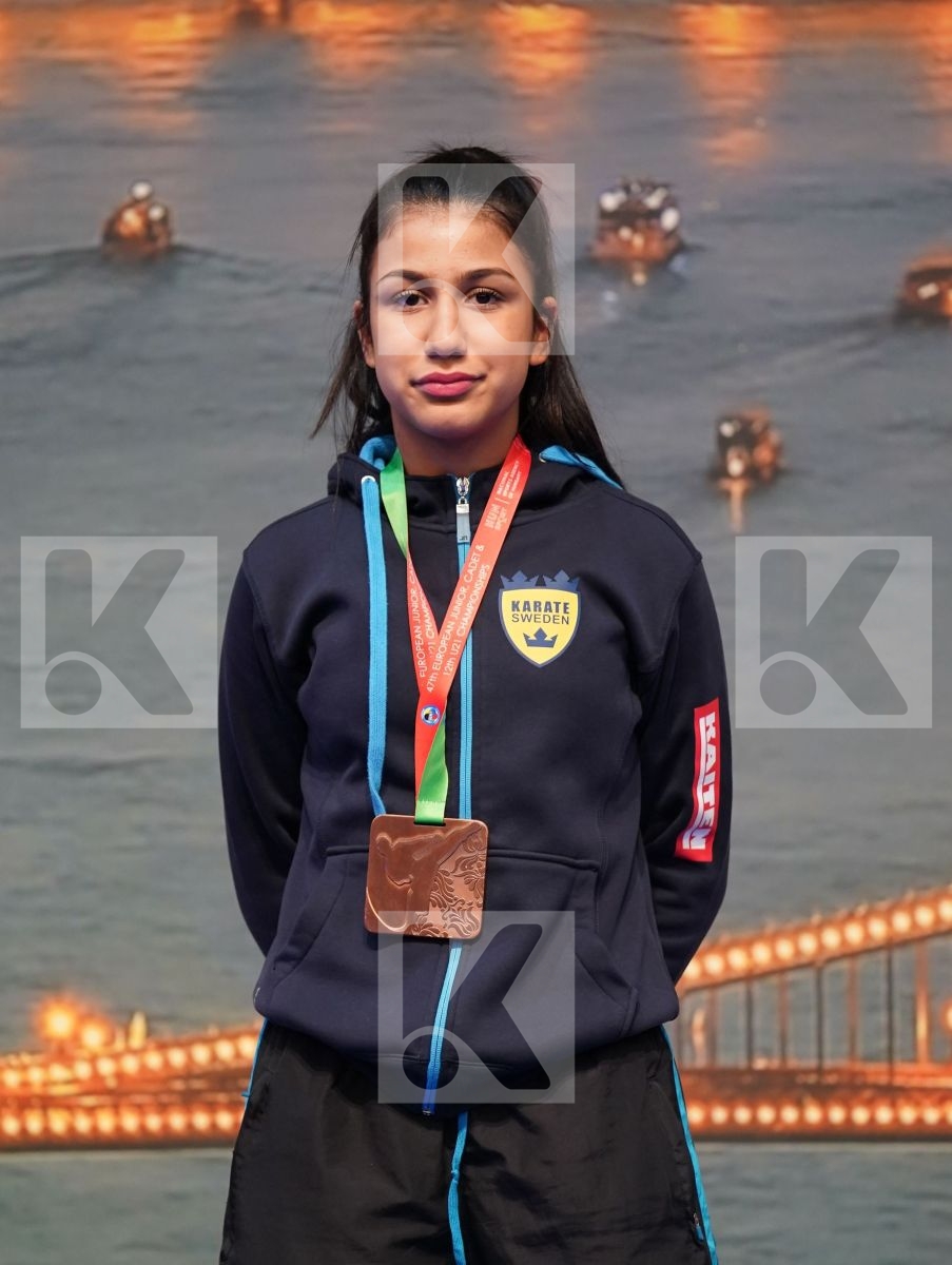 RAMANIUK VOLHA (BELARUS), COMAN MARIA CRISTINA (ROMANIA), LAHI GENTA (DENMARK), ZAREI LARA (SWEDEN) in Cadet Kumite Female 54+ Kg - Podium ceremony