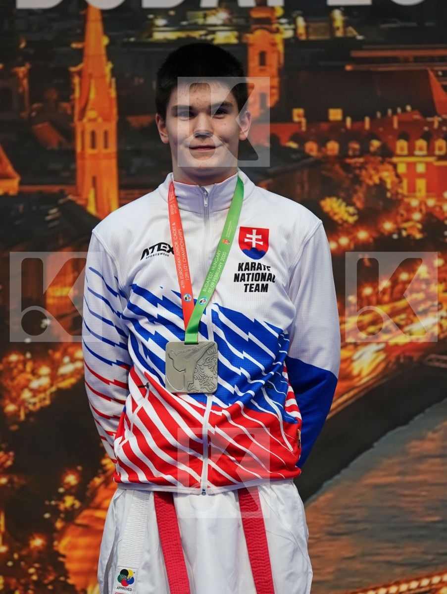 GASPARIAN EDUARD (RUSSIAN FEDERATION), KESELAK DOMINIK (SLOVAKIA), DISLE GVIDAS (LITHUANIA), JERMOLAEV ARTJOM (LATVIA) in Cadet Kumite Male -70 Kg - Podium ceremony