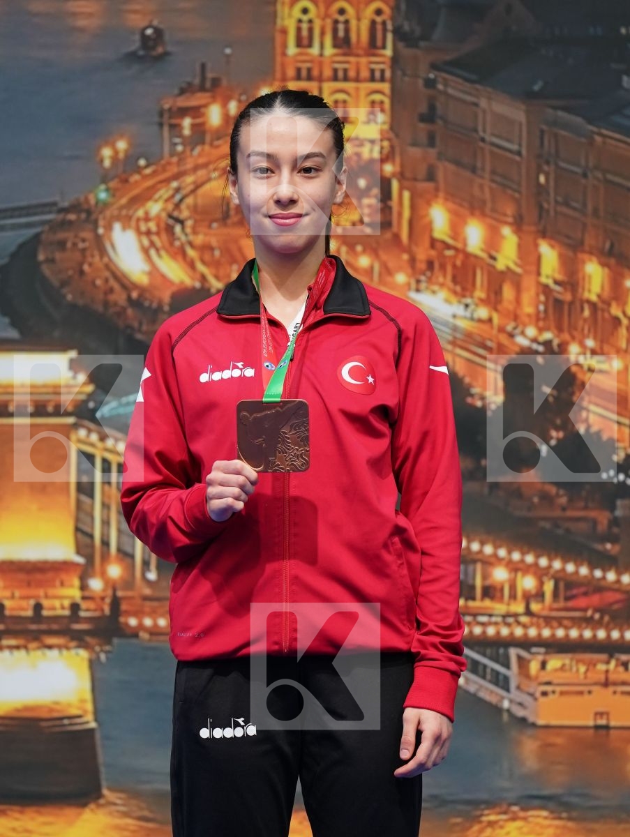 COSGROVE NIAMH LILLY (ENGLAND), NEGOVANOVIC BRANKICA (SERBIA), TOKCAN SIMAY (TURKEY), KOSTIUSHKINA ZHANNA (RUSSIAN FEDERATION) in Junior Kumite Female -53Kg - Podium ceremony
