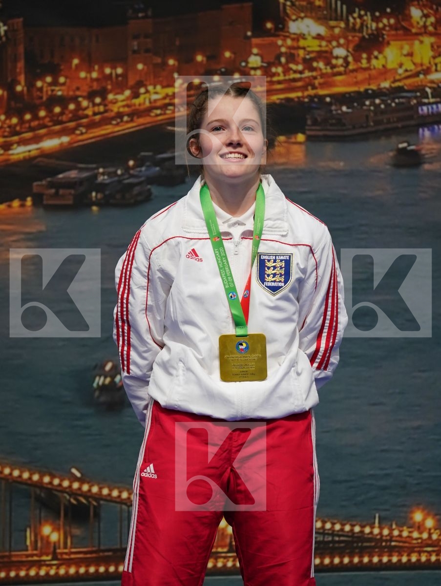 COSGROVE NIAMH LILLY (ENGLAND), NEGOVANOVIC BRANKICA (SERBIA), TOKCAN SIMAY (TURKEY), KOSTIUSHKINA ZHANNA (RUSSIAN FEDERATION) in Junior Kumite Female -53Kg - Podium ceremony