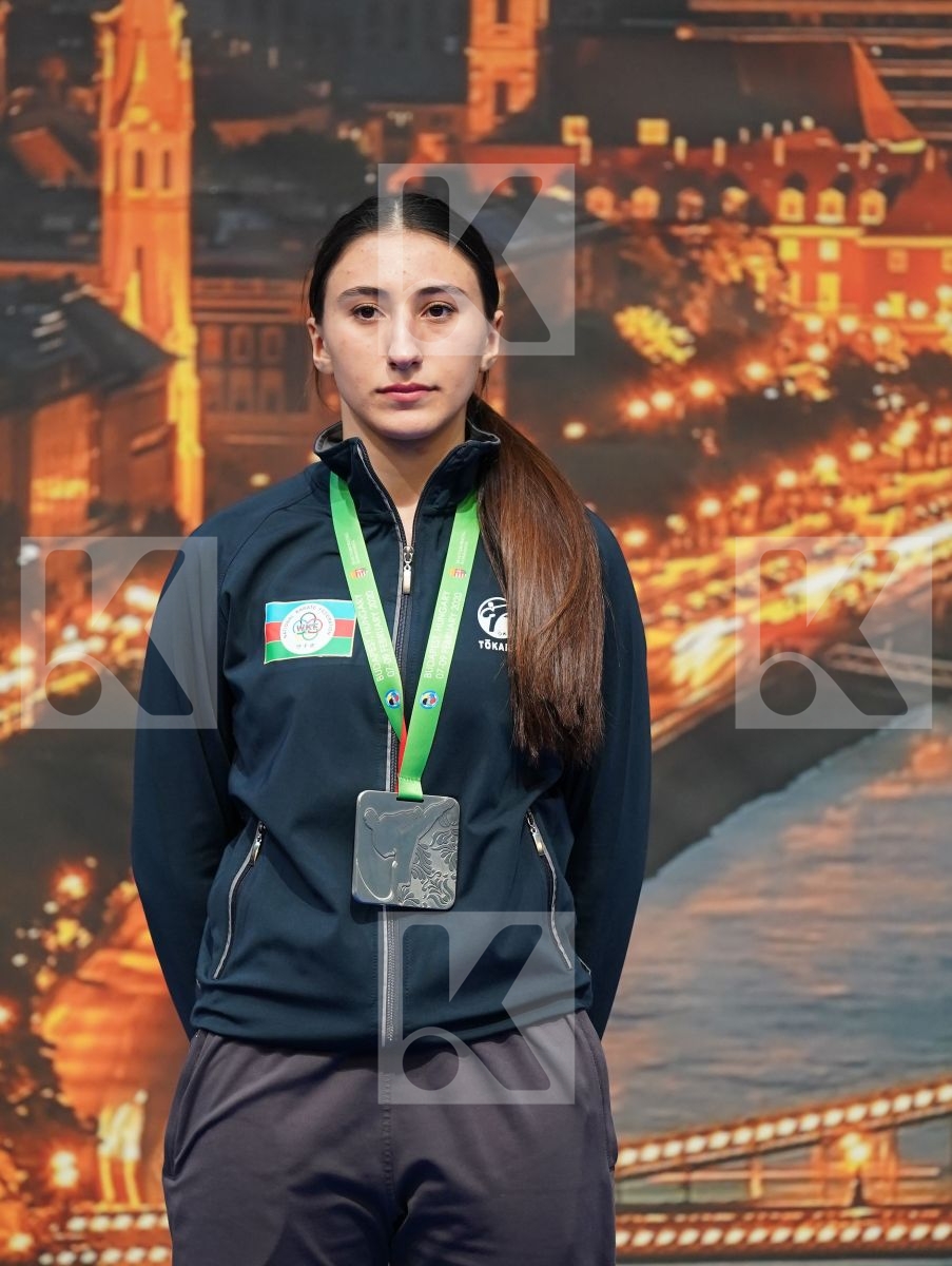 ELISABETH EMMA MARIE (FRANCE), RZAZADE AYLA (AZERBAIJAN), DEVIGILI HANNA (AUSTRIA), BAZELIUK OKSANA (UKRAINE) in Junior Kumite Female -59 Kg - Podium ceremony