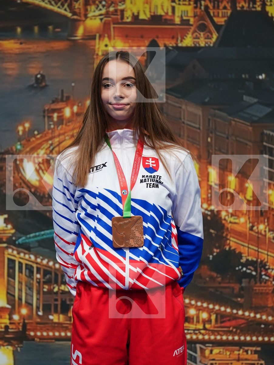 PASCUAL CHICO MARTA (SPAIN), PETKOVA SANYA (BULGARIA), KRIVDOVA SARA (SLOVAKIA), LUECKE AMELIE (GERMANY) in Junior Kumite Female 59+ Kg - Podium ceremony