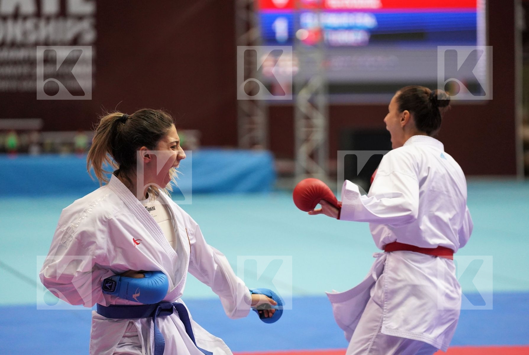 Kumite final bout featuring ELTEMUR EDA & KOPUNOVA MIROSLAVA