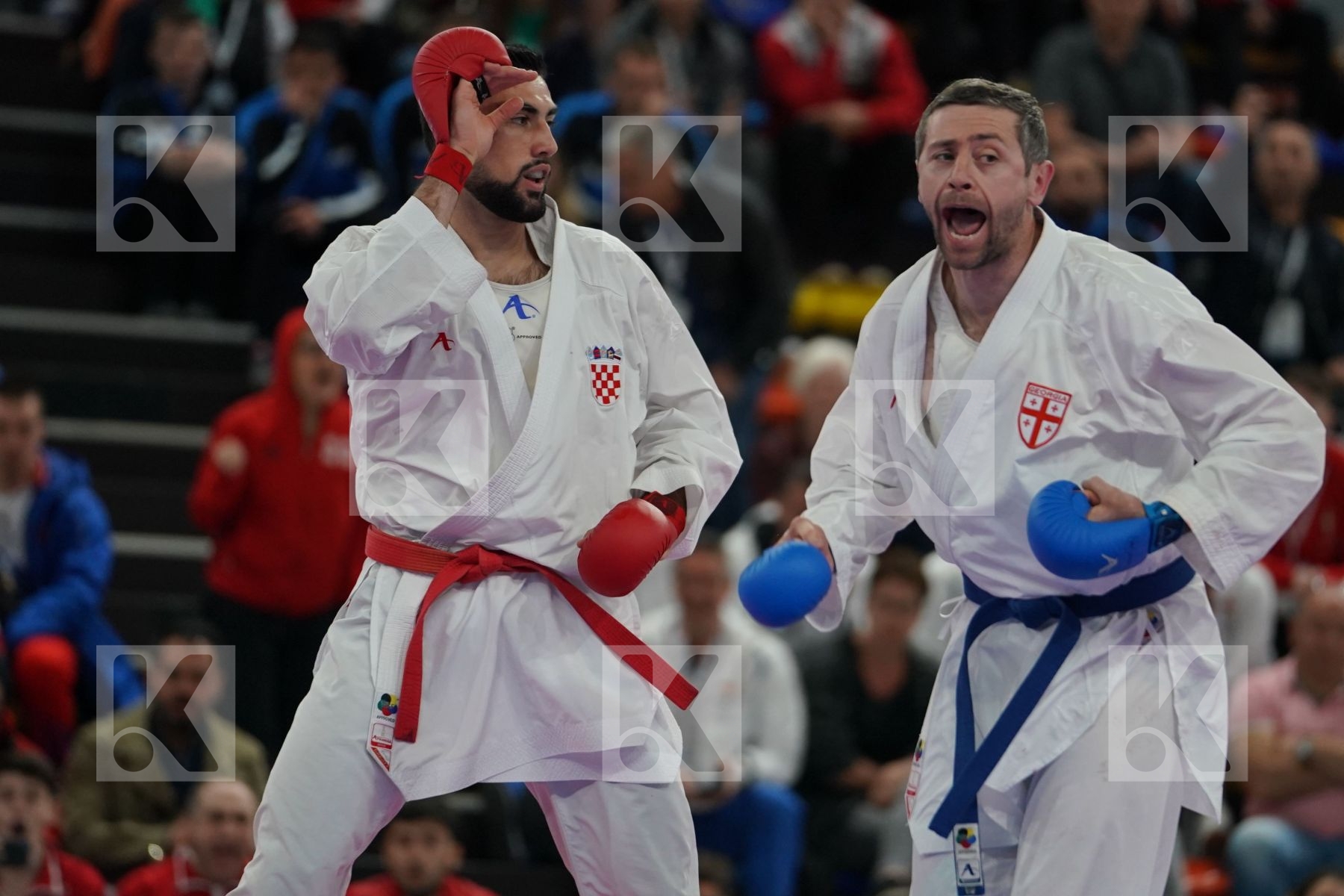 KVESIC ANDJELO (CROATIA) vs ARKANIA GOGITA (GEORGIA) in Senior Kumite 84+ Kg - Bronze bout