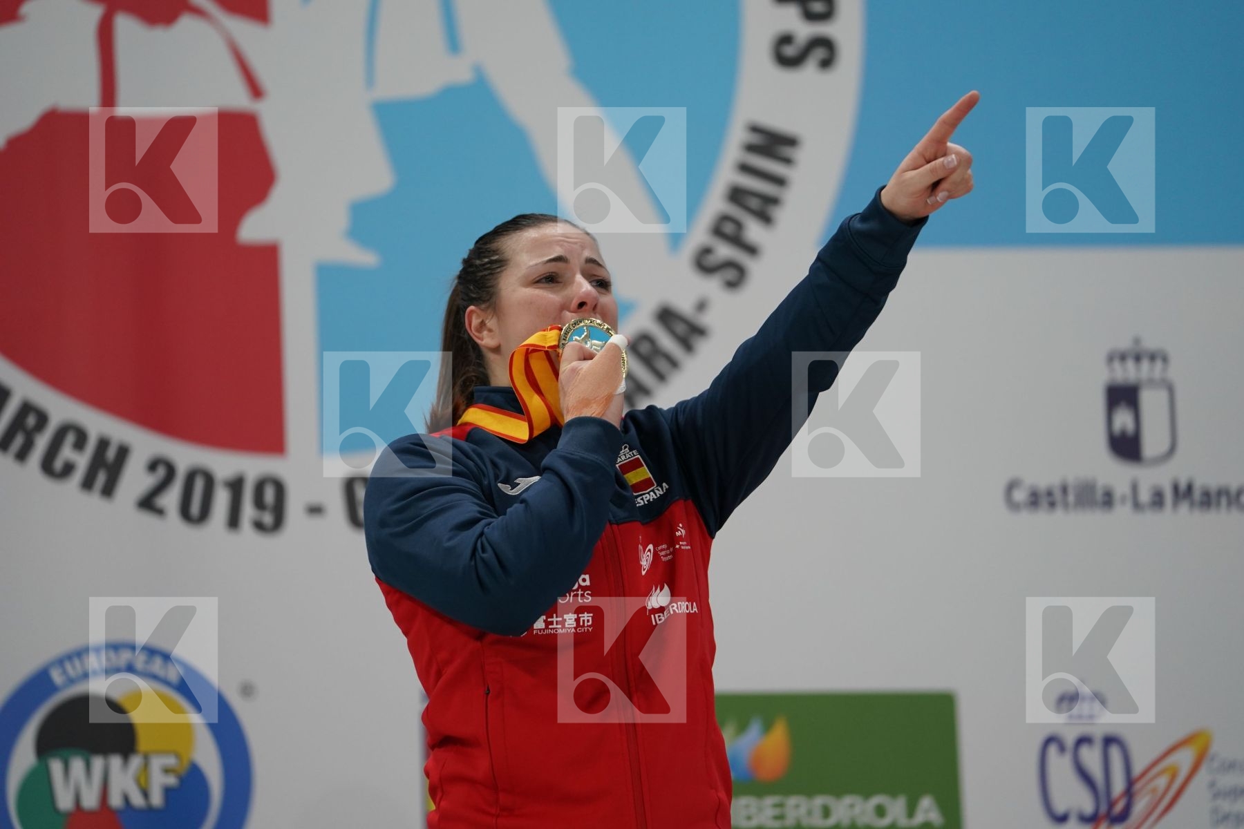 PALACIO GONZALEZ LAURA (SPAIN) in Senior Kumite 68+ Kg - Podium ceremony