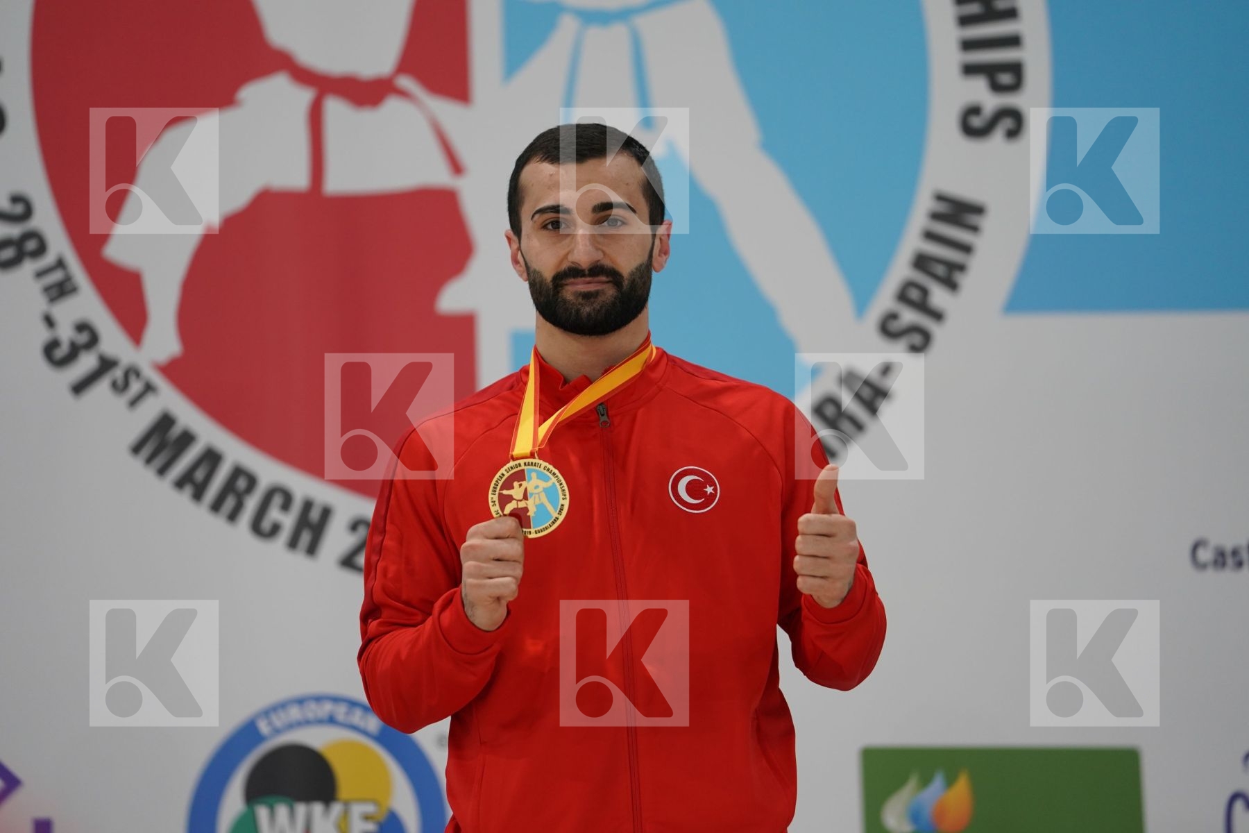 AKTAS UGUR (TURKEY) in Senior Kumite -84 Kg - Podium ceremony