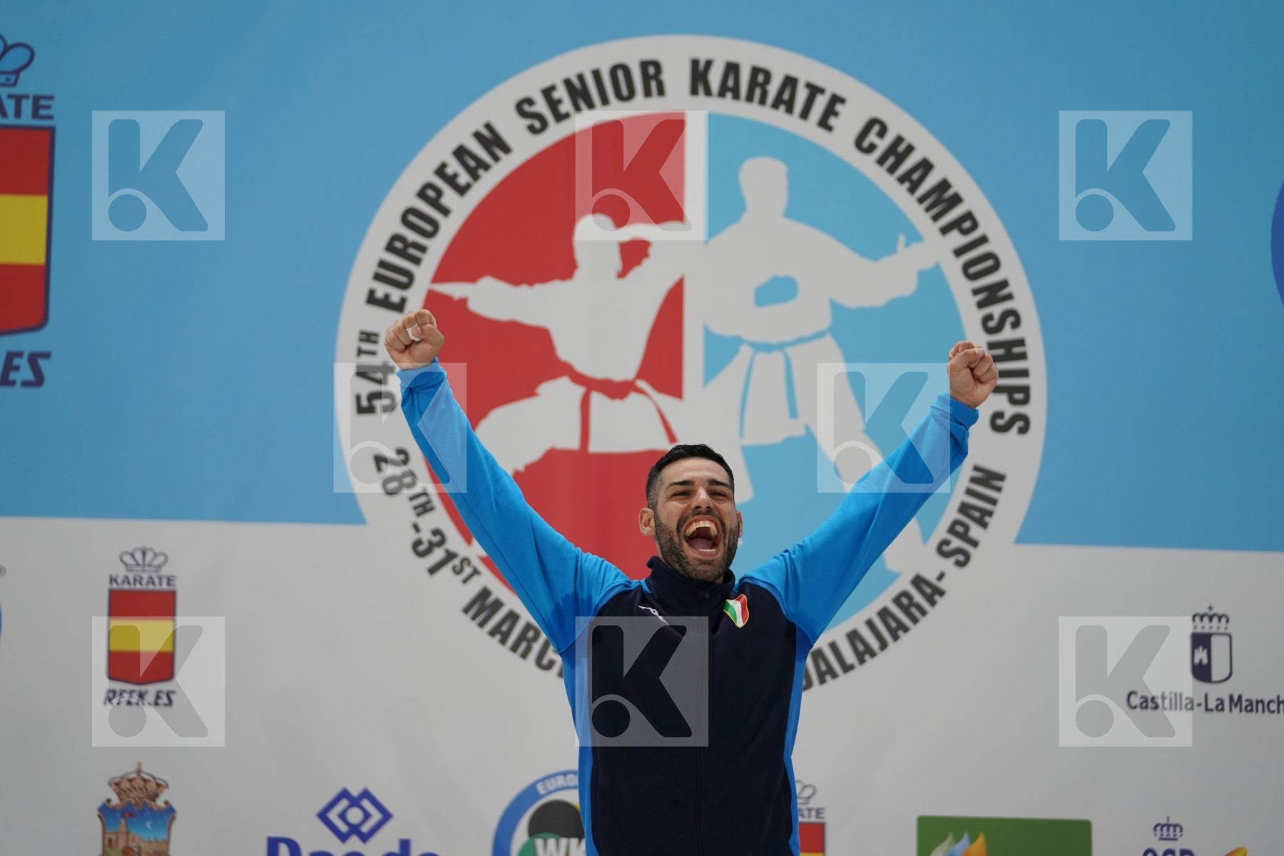 BUSA LUIGI (ITALY) in Senior Kumite -75 Kg - Podium ceremony