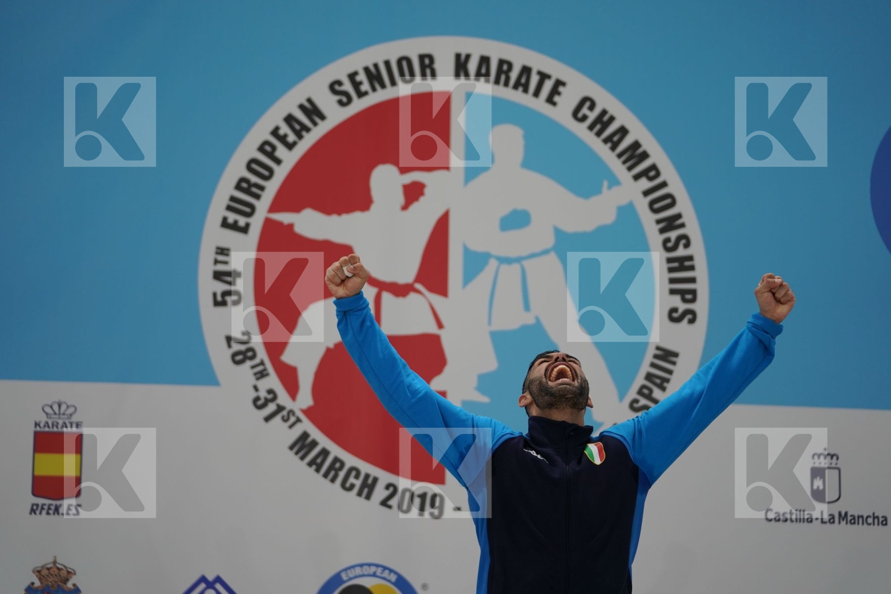 BUSA LUIGI (ITALY) in Senior Kumite -75 Kg - Podium ceremony