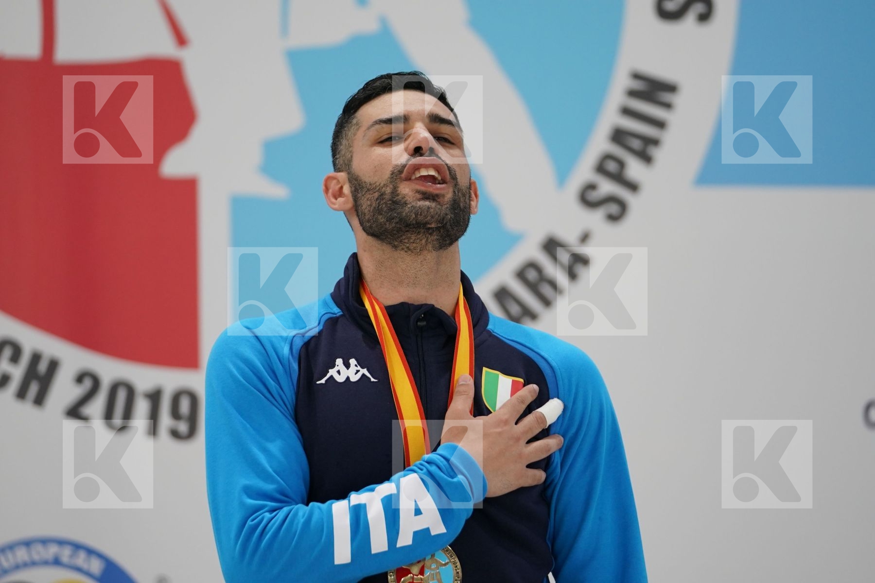 BUSA LUIGI (ITALY) in Senior Kumite -75 Kg - Podium ceremony