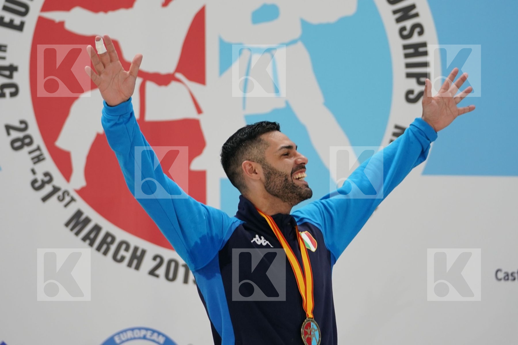 BUSA LUIGI (ITALY) in Senior Kumite -75 Kg - Podium ceremony