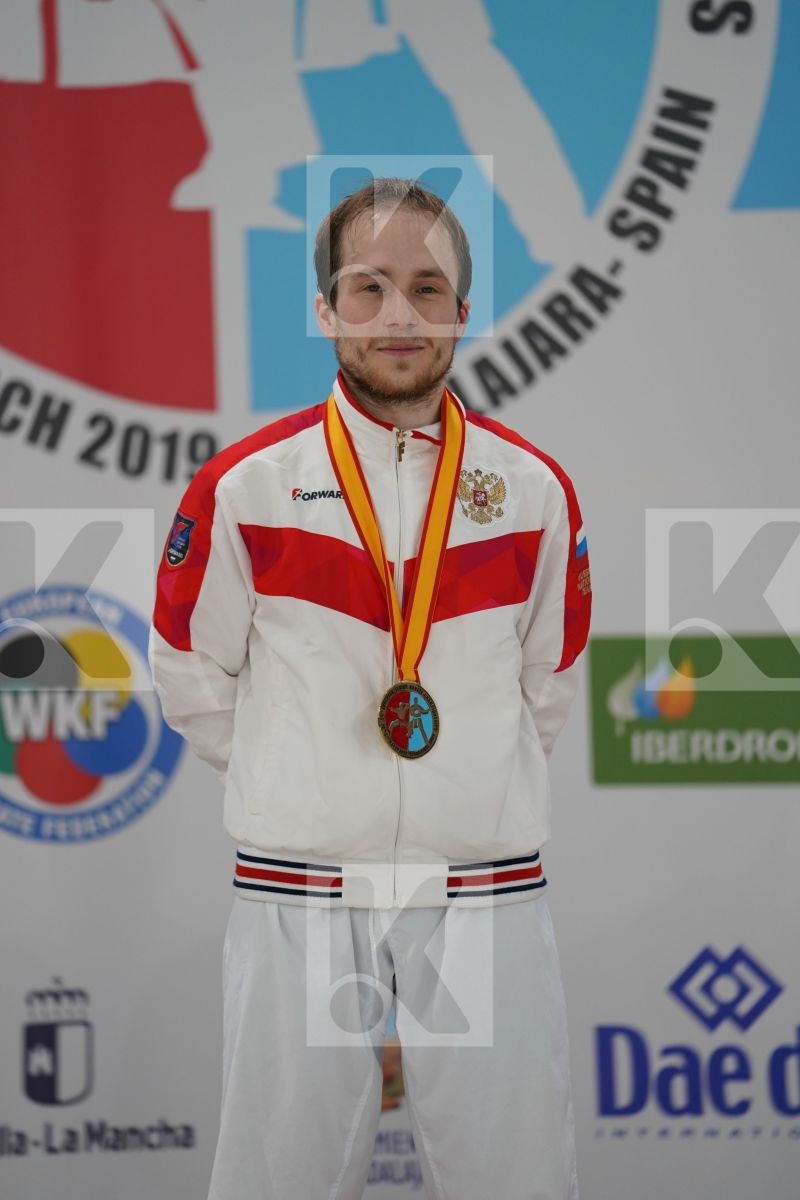 PLAKHUTIN EVGENY (RUSSIA) in Senior Kumite -60 Kg - Podium ceremony
