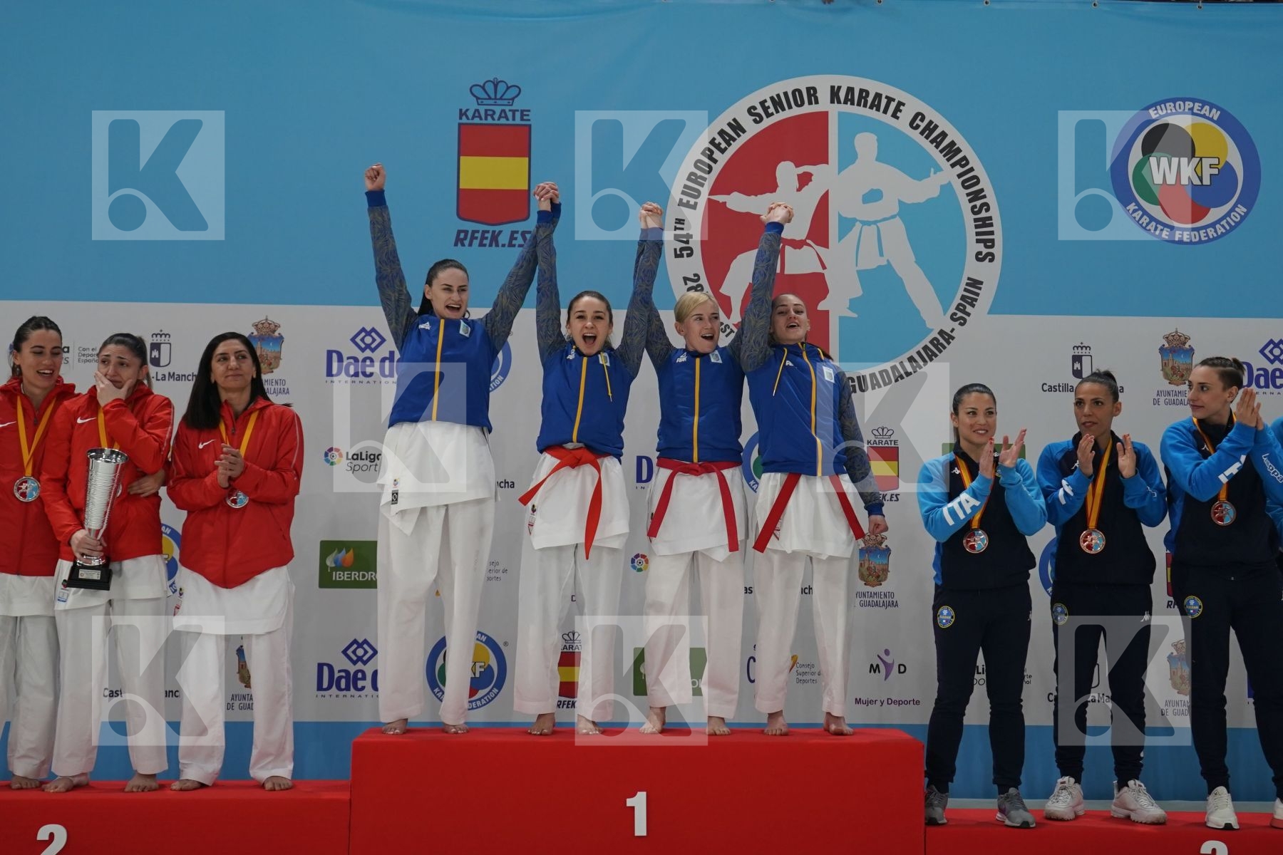 UKRAINE in Senior Team Female Kumite - Podium ceremony