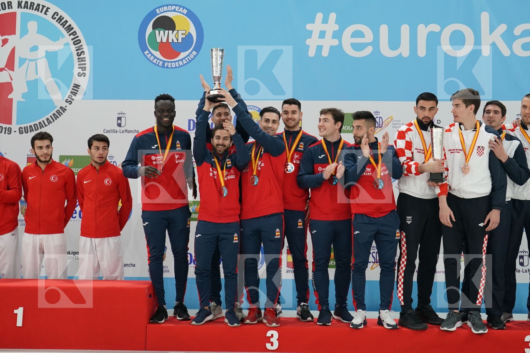 SPAIN in Senior Team Male Kumite - Podium ceremony