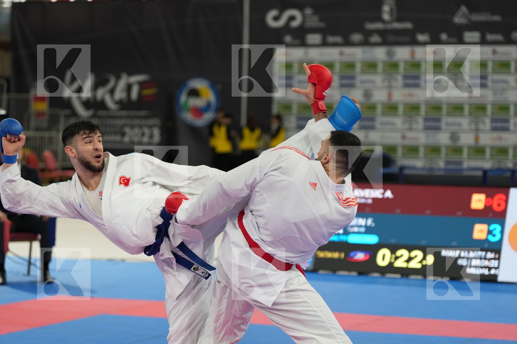 KVESIC ANDJELO (CROATIA) vs SEN FATIH (TURKEY) in Male Kumite 84+ Kg - bronze bout
