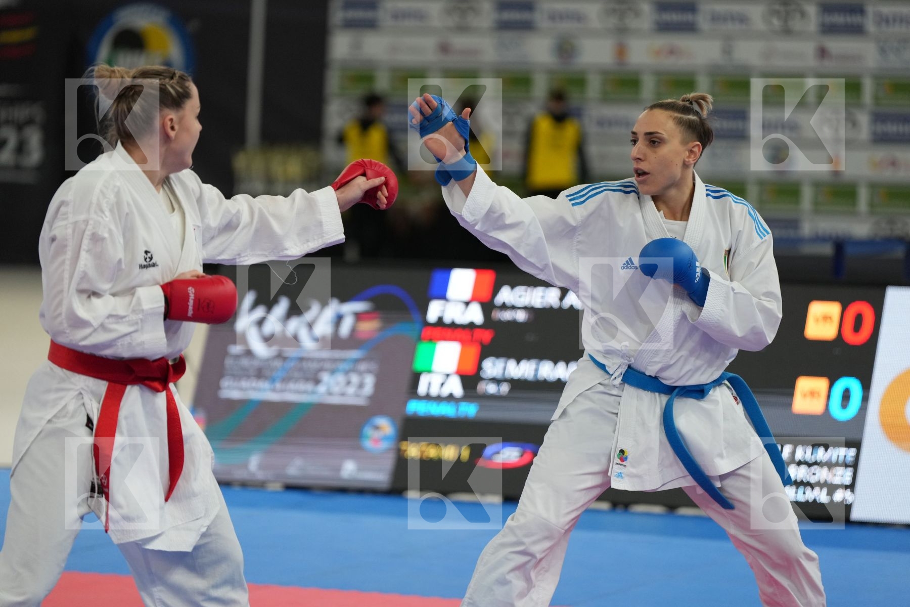 AGIER ALIZEE (FRANCE) vs SEMERARO SILVIA (ITALY) in Female Kumite -68 Kg - bronze bout