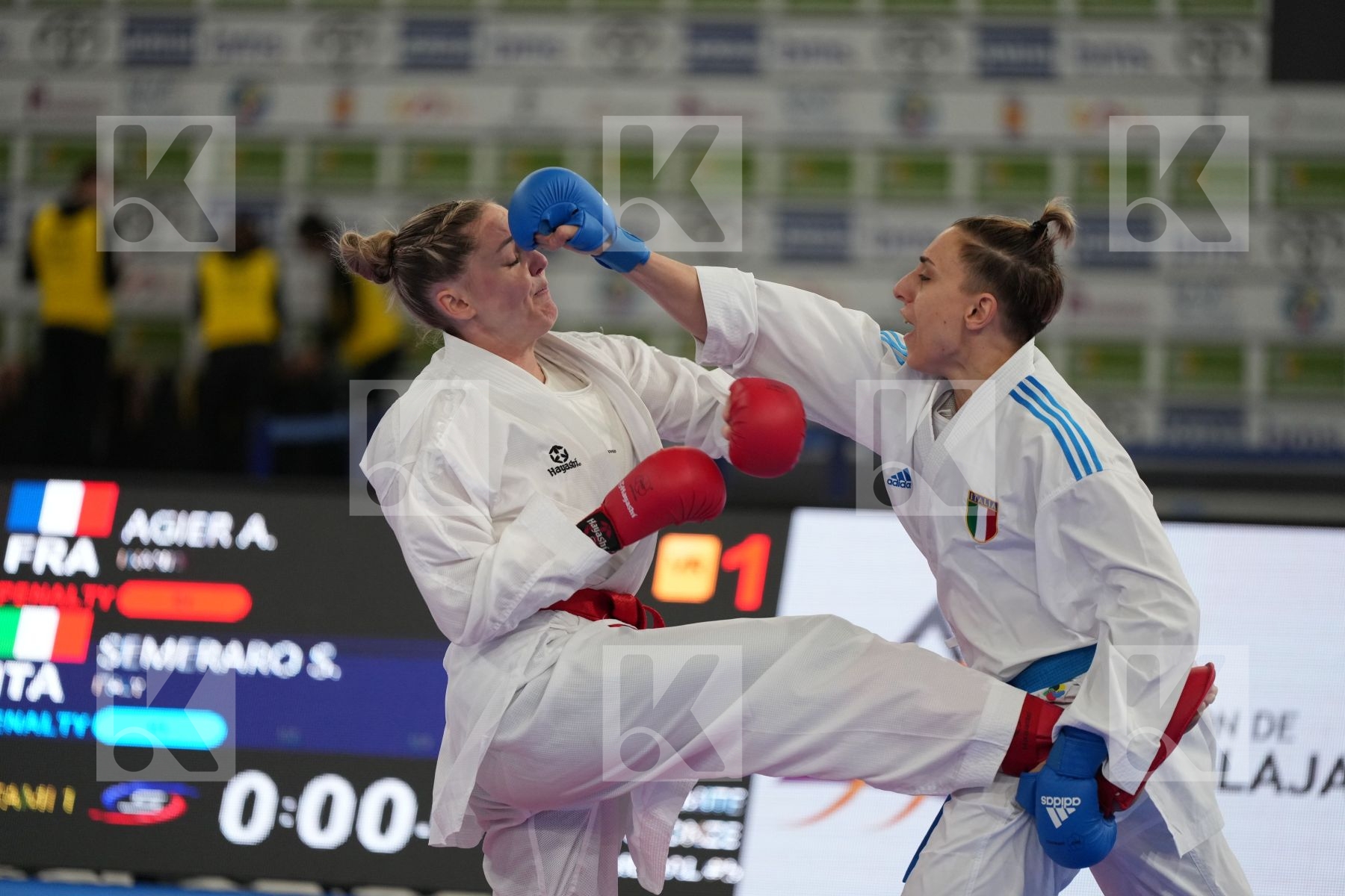 AGIER ALIZEE (FRANCE) vs SEMERARO SILVIA (ITALY) in Female Kumite -68 Kg - bronze bout