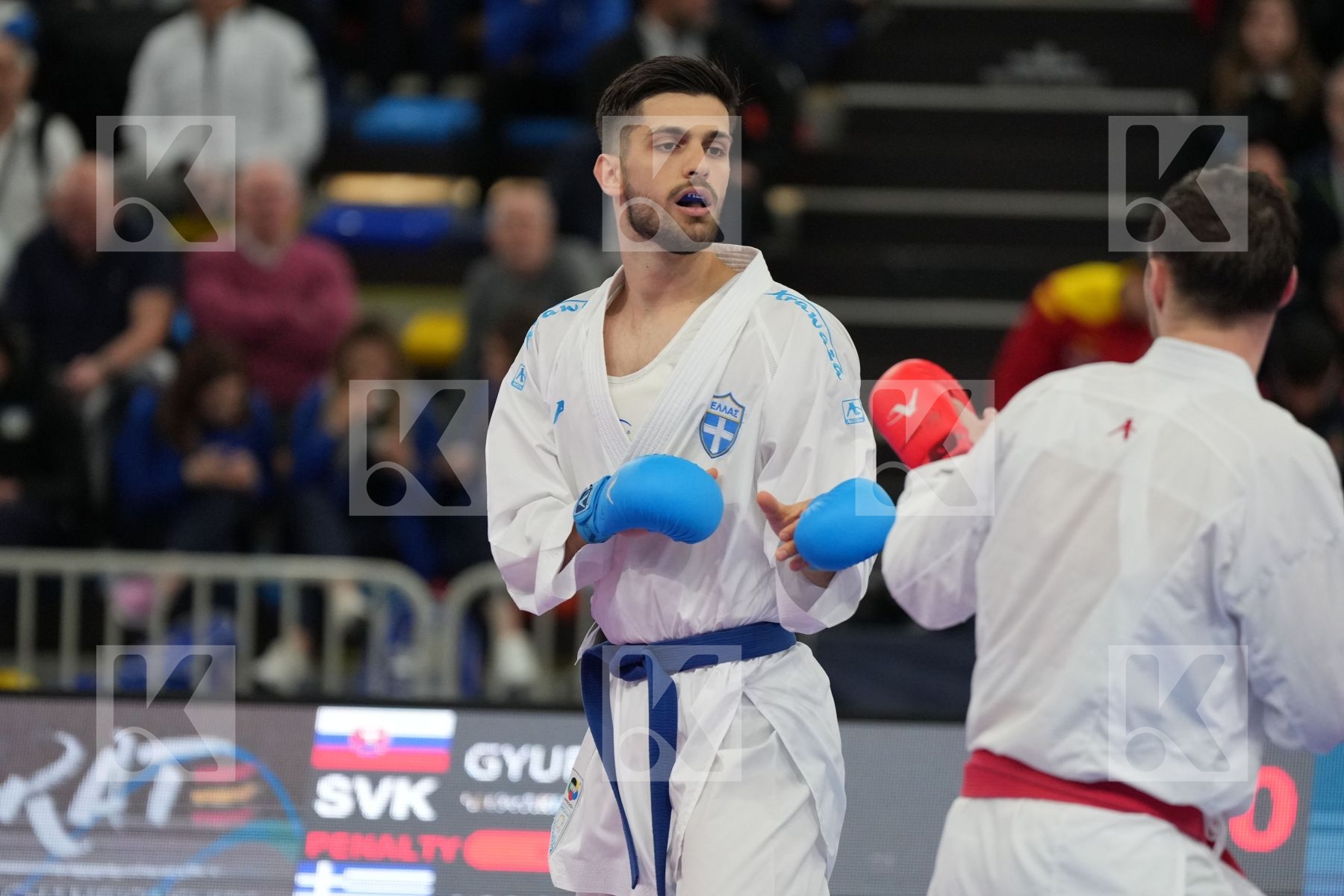 GYURIK ADI (SLOVAKIA) vs MASTROGIANNIS KONSTANTINOS (GREECE) in Male Kumite -84 Kg - bronze bout